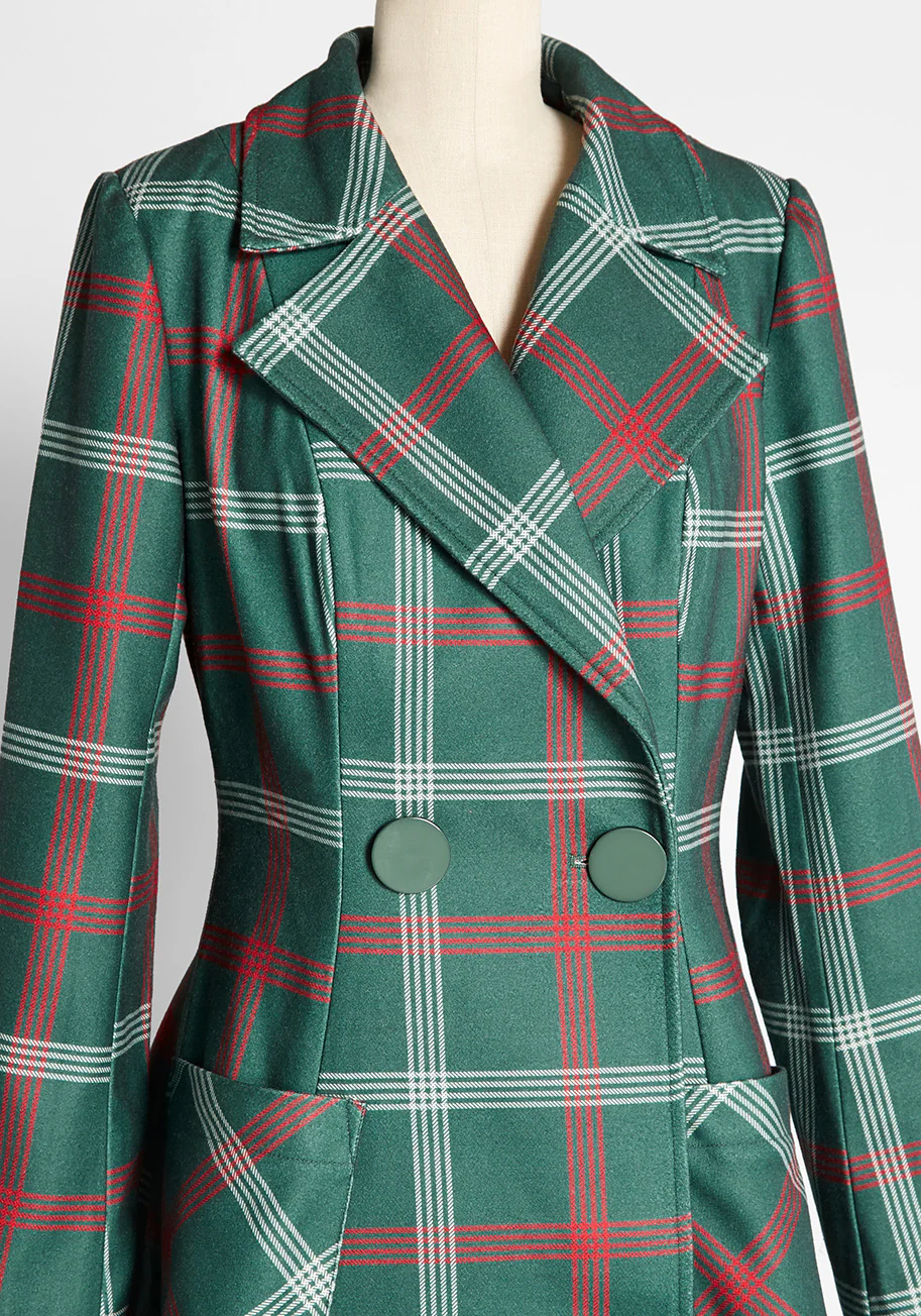 ModCloth x Collectif Pardon Our Trench Plaid Coat
