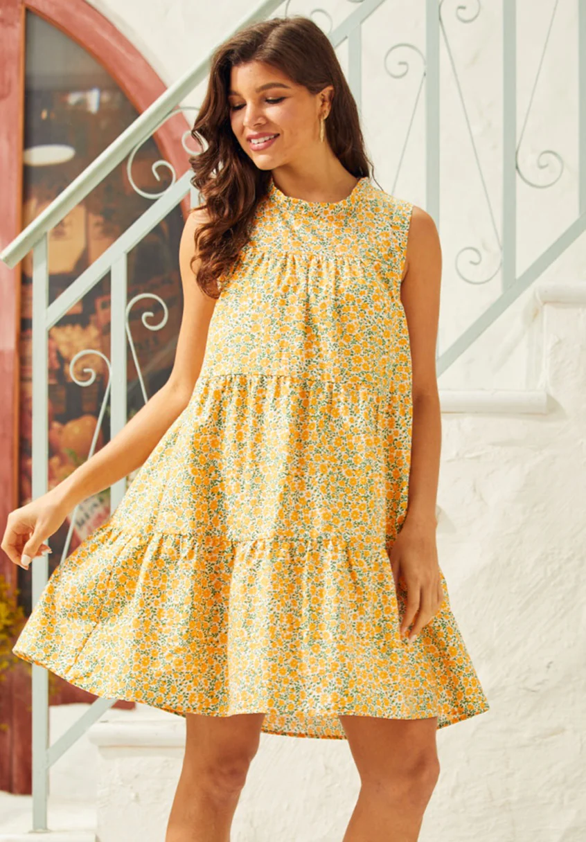 Garden Glamour Sleeveless Shift Dress