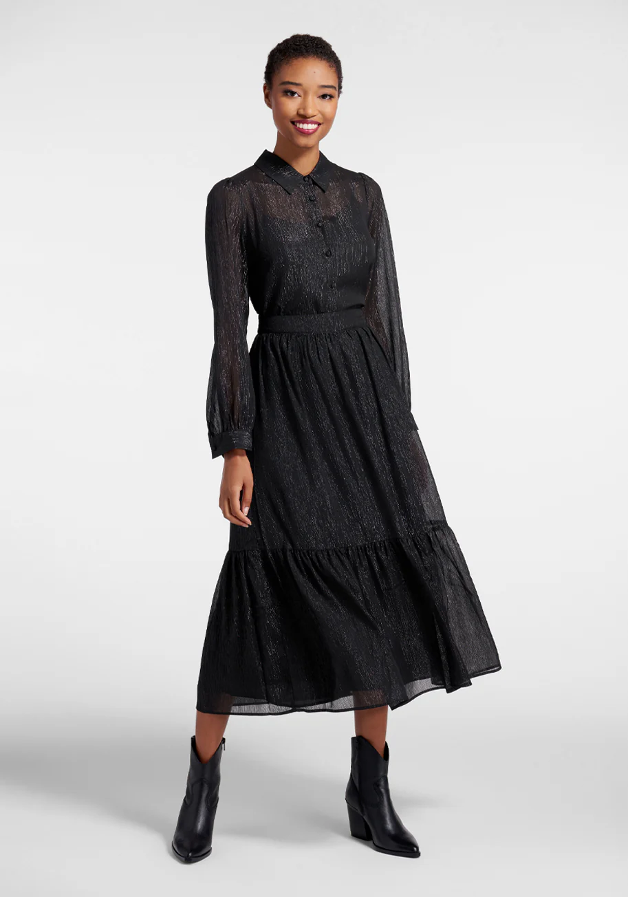 Shimmering Rainfall Midi Skirt