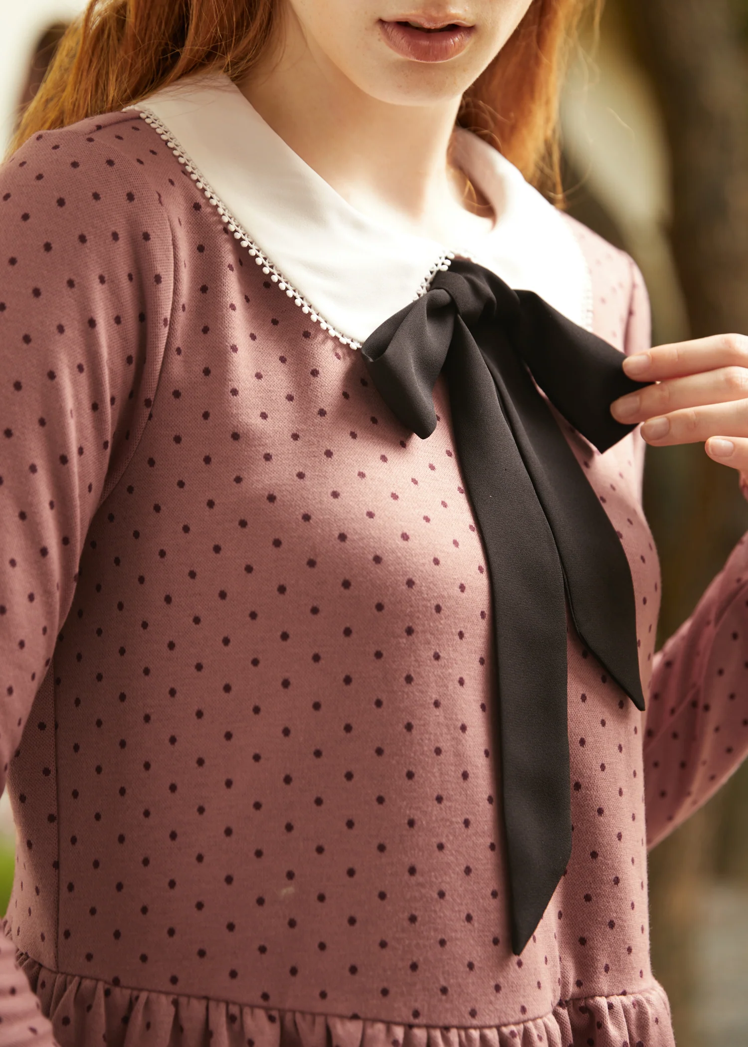 Couture Curtsy Long Sleeve Collar Dress