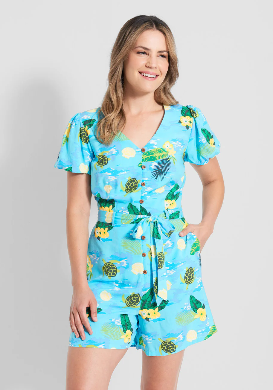 Modcloth X Collectif Sea Turtle Wave Romper
