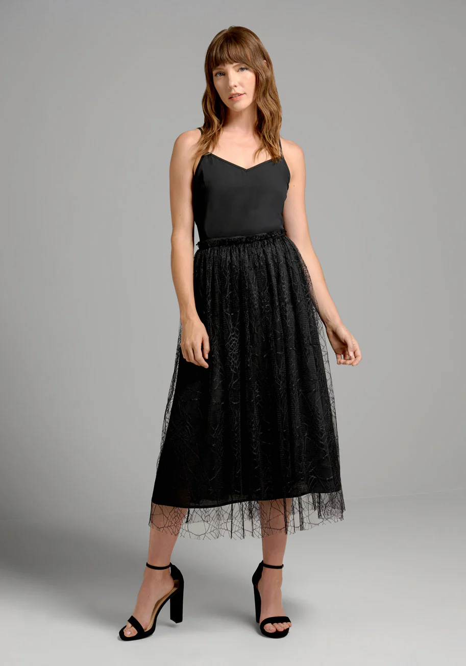 Along Came A Spider Midi Skirt