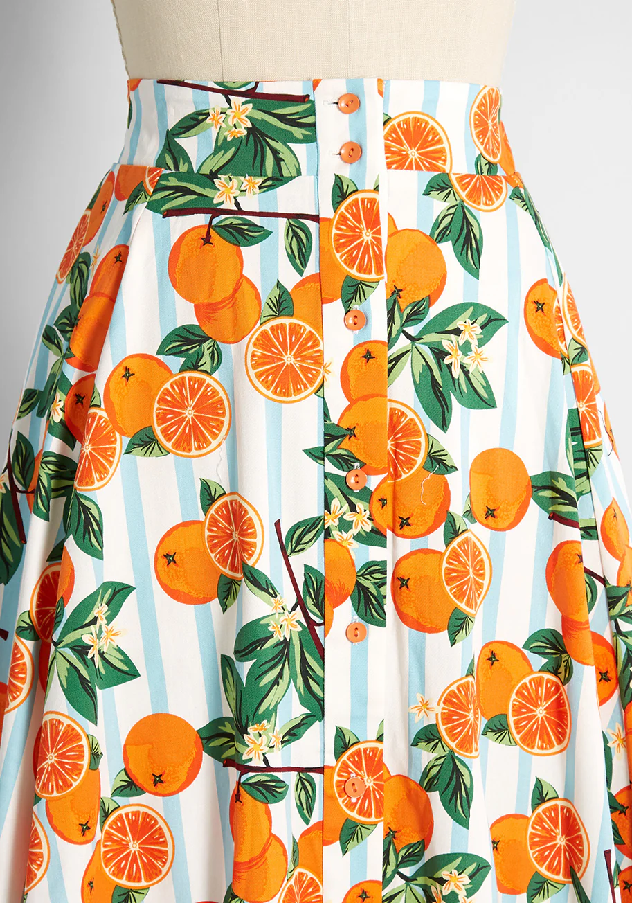 ModCloth x Collectif Orange You Sweet A-Line Skirt