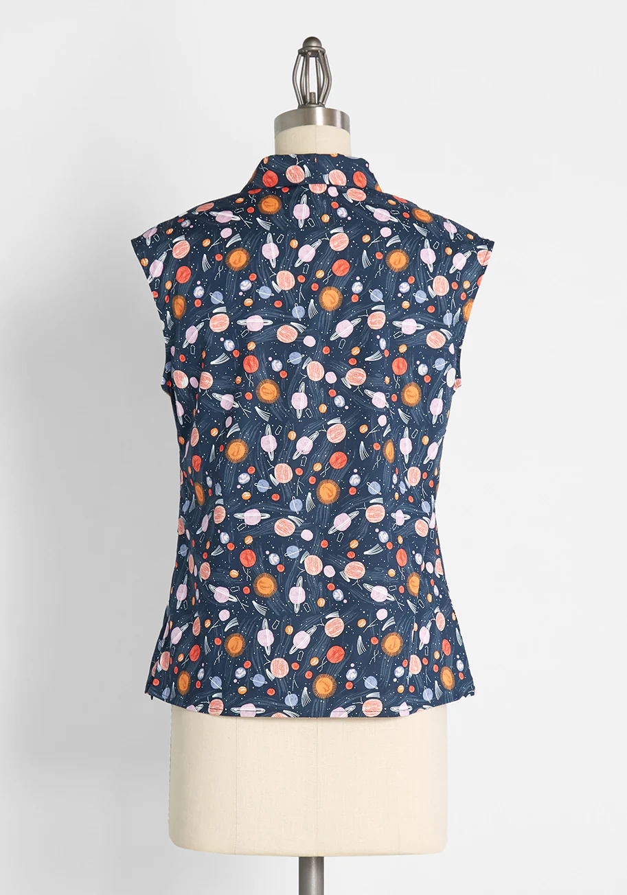 Always In Orbit Tie-Neck Top