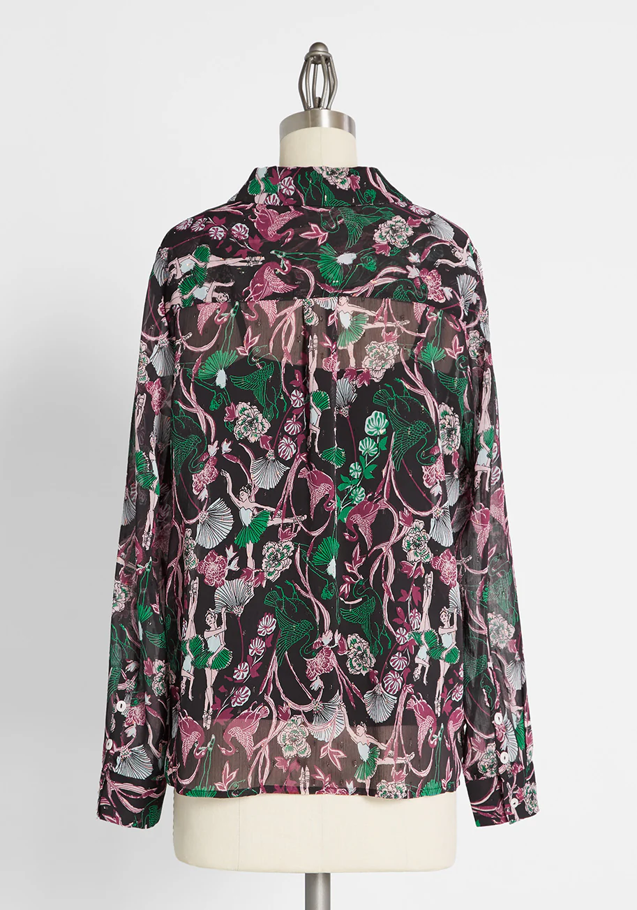 Swan Lake Soiree Button-Up Shirt