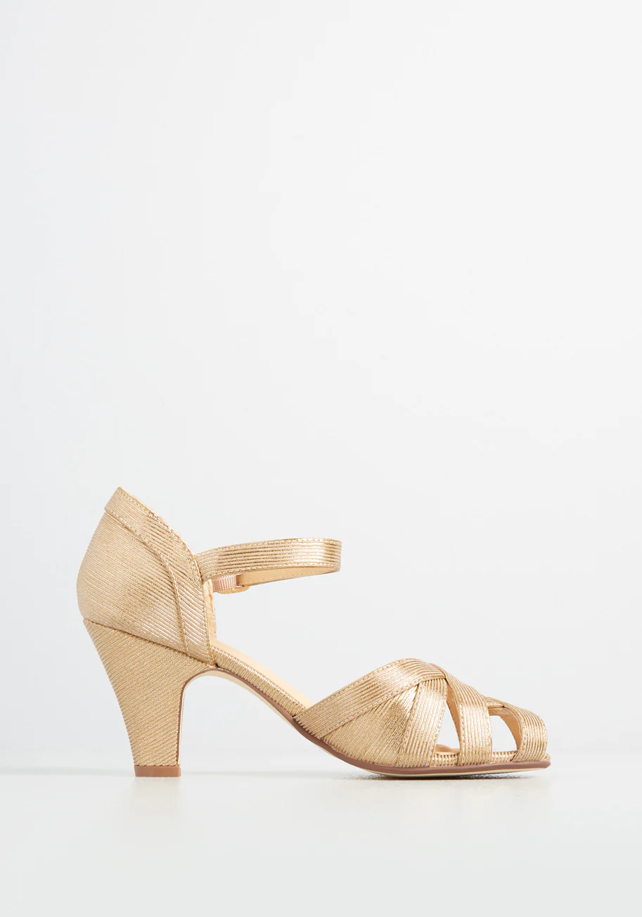 Spinning Gold Ankle Strap Heel