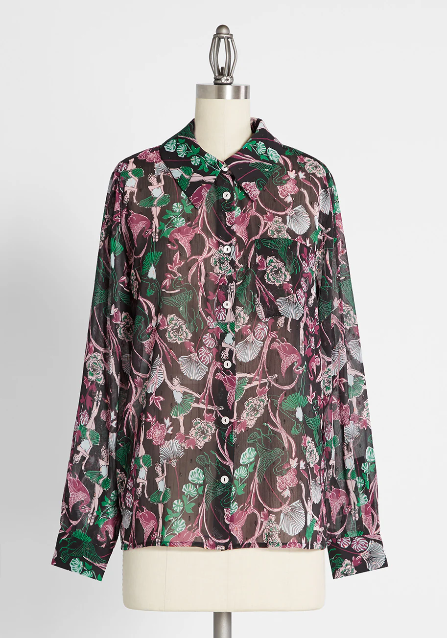 Swan Lake Soiree Button-Up Shirt