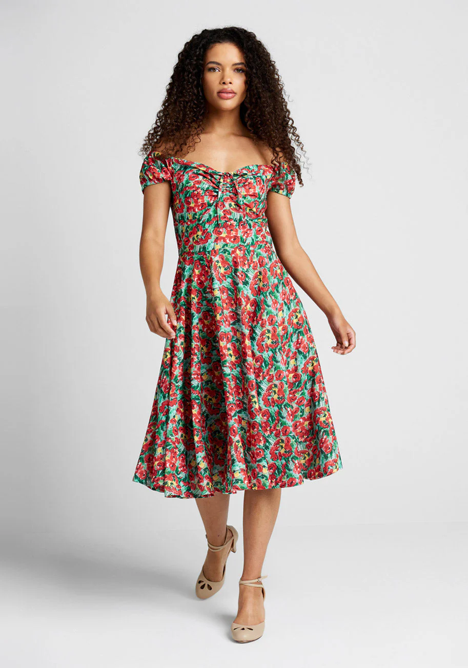 Sheen of Spring Fit And Flare Dress