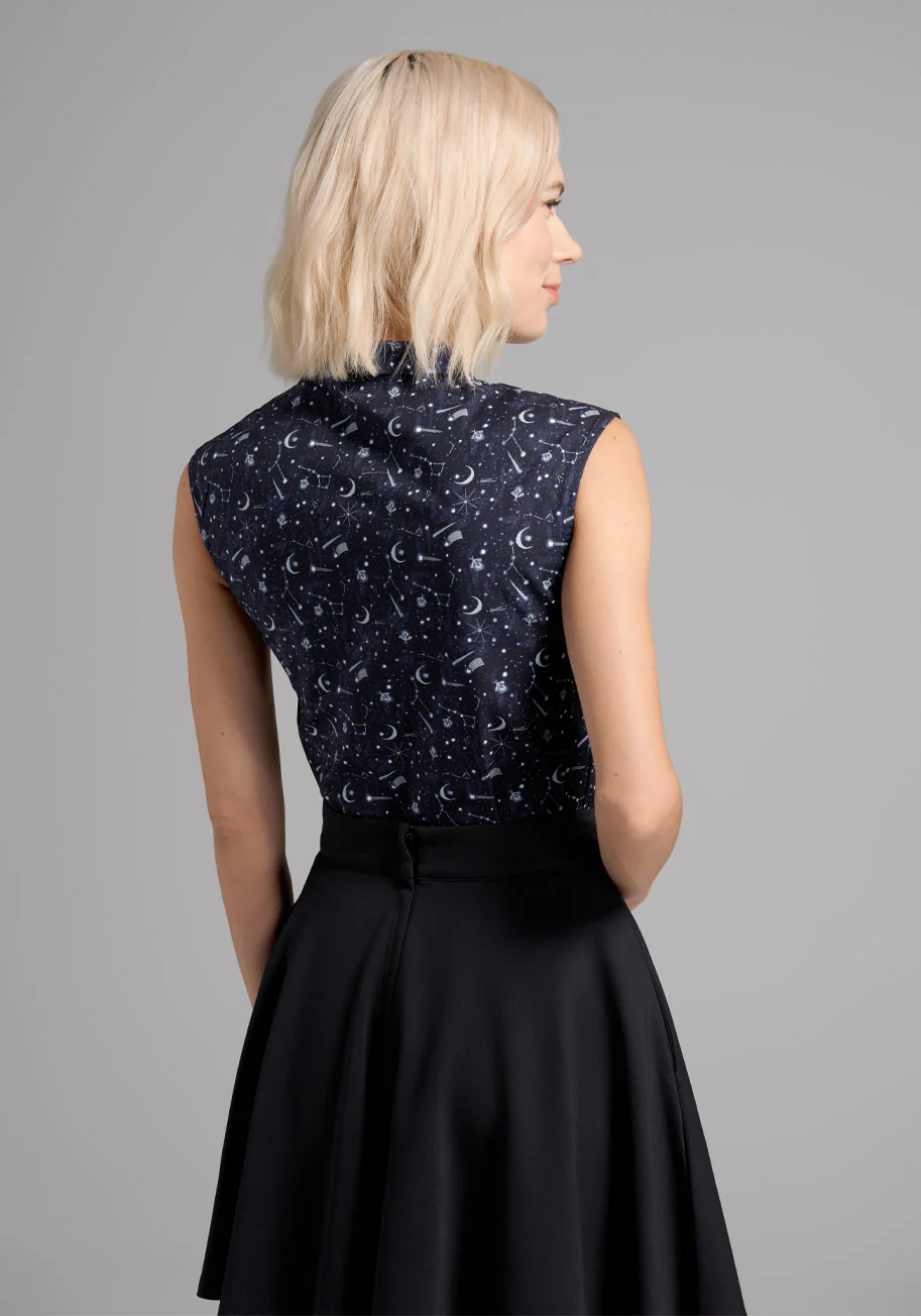 Cherished Constellations Tie-Neck Top