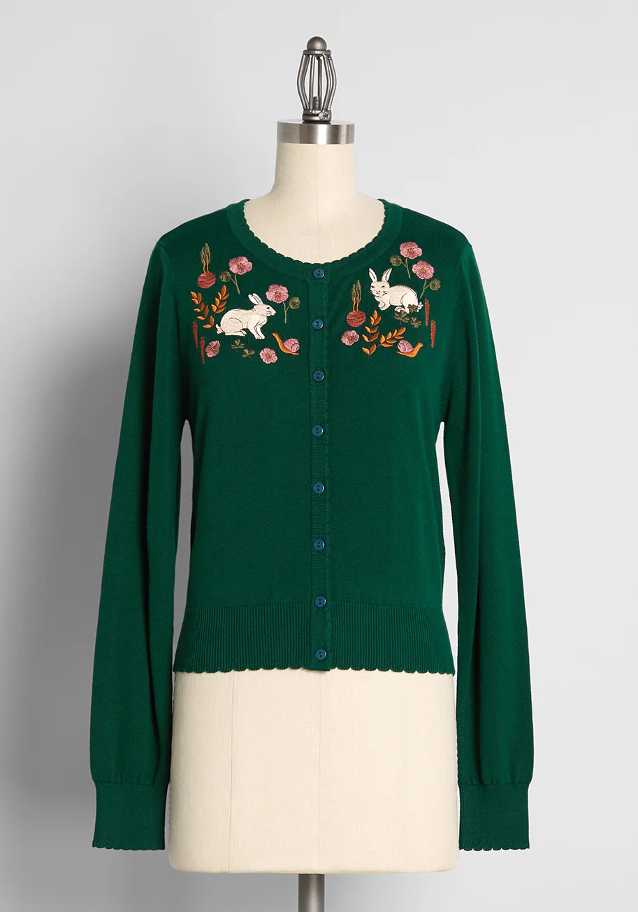 ModCloth x Princess Highway Embroidered Bunny Cardigan