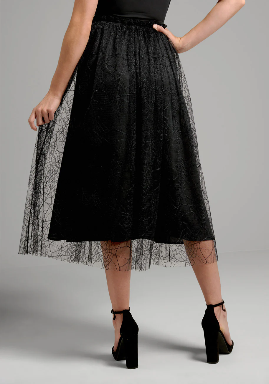 Along Came A Spider Midi Skirt