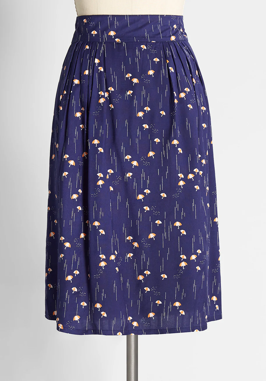 Rambunctious Raindrops Button-Up Skirt