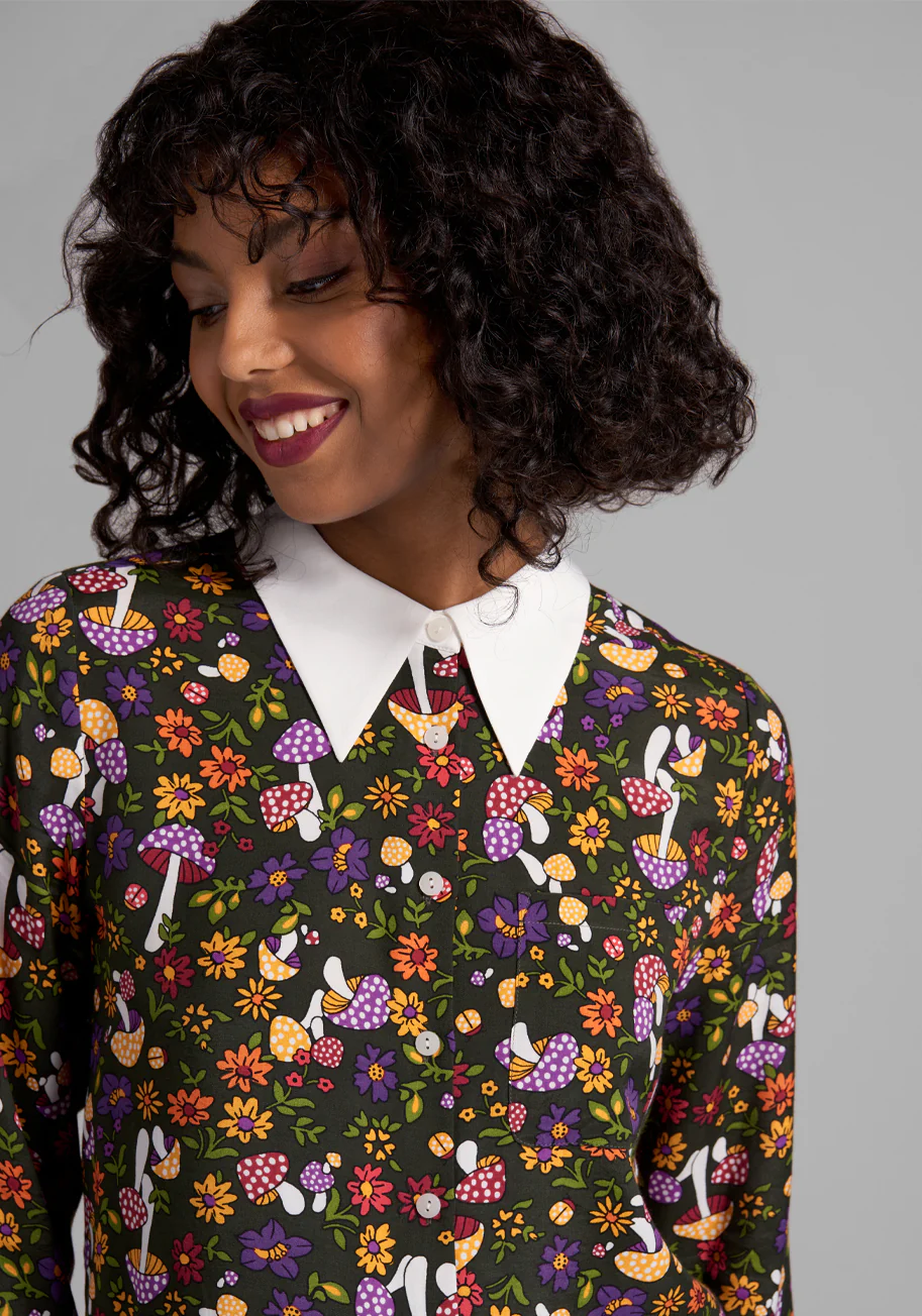 Point In Time Button-Up Top