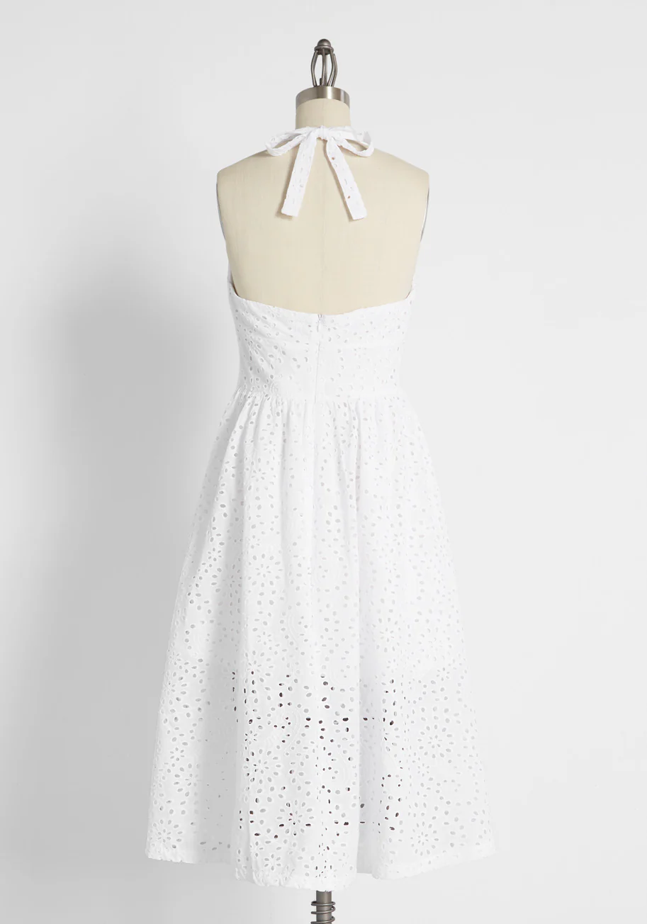 Apple of My Eyelet Cotton Halter Dress