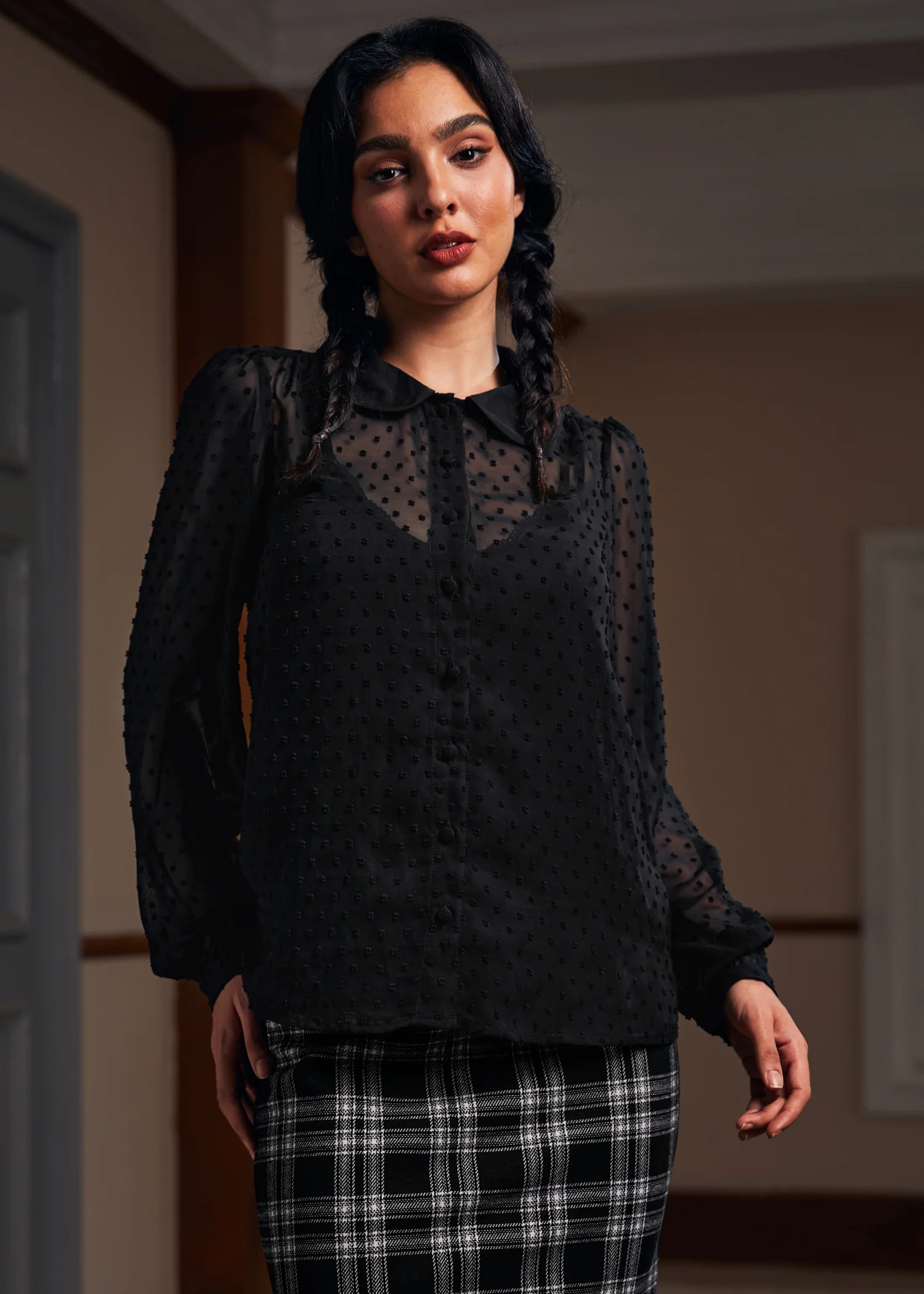 More Mulled Wine Collared Blouse