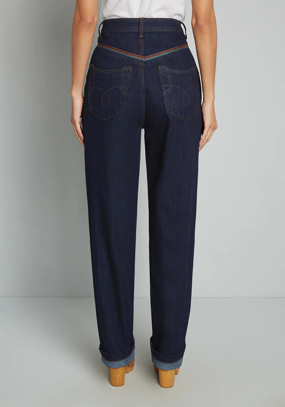 Rainbow In Tow Embroidered Jeans