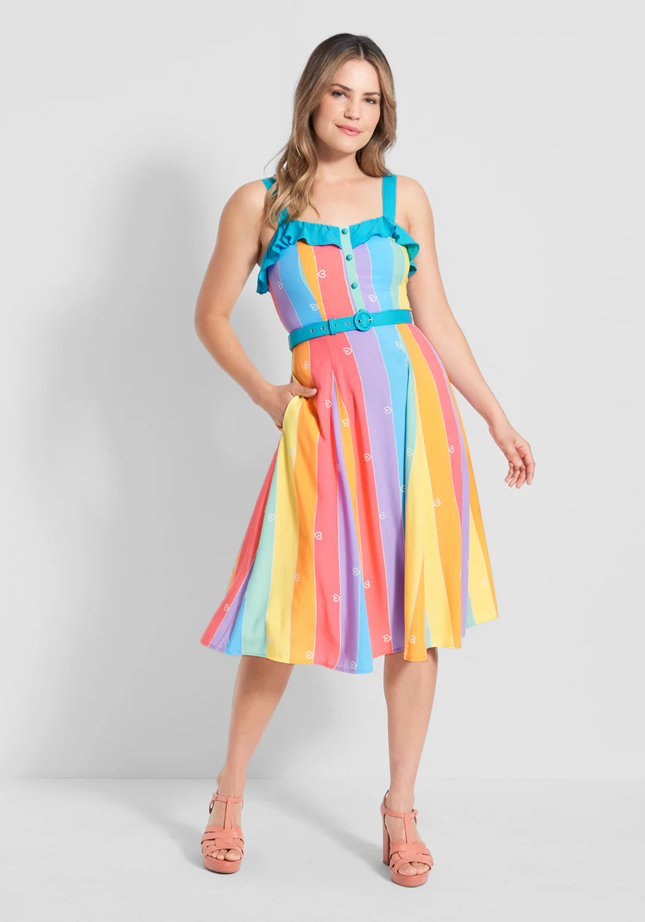 ModCloth x Collectif Rainbow Dream Lover Swing Dress