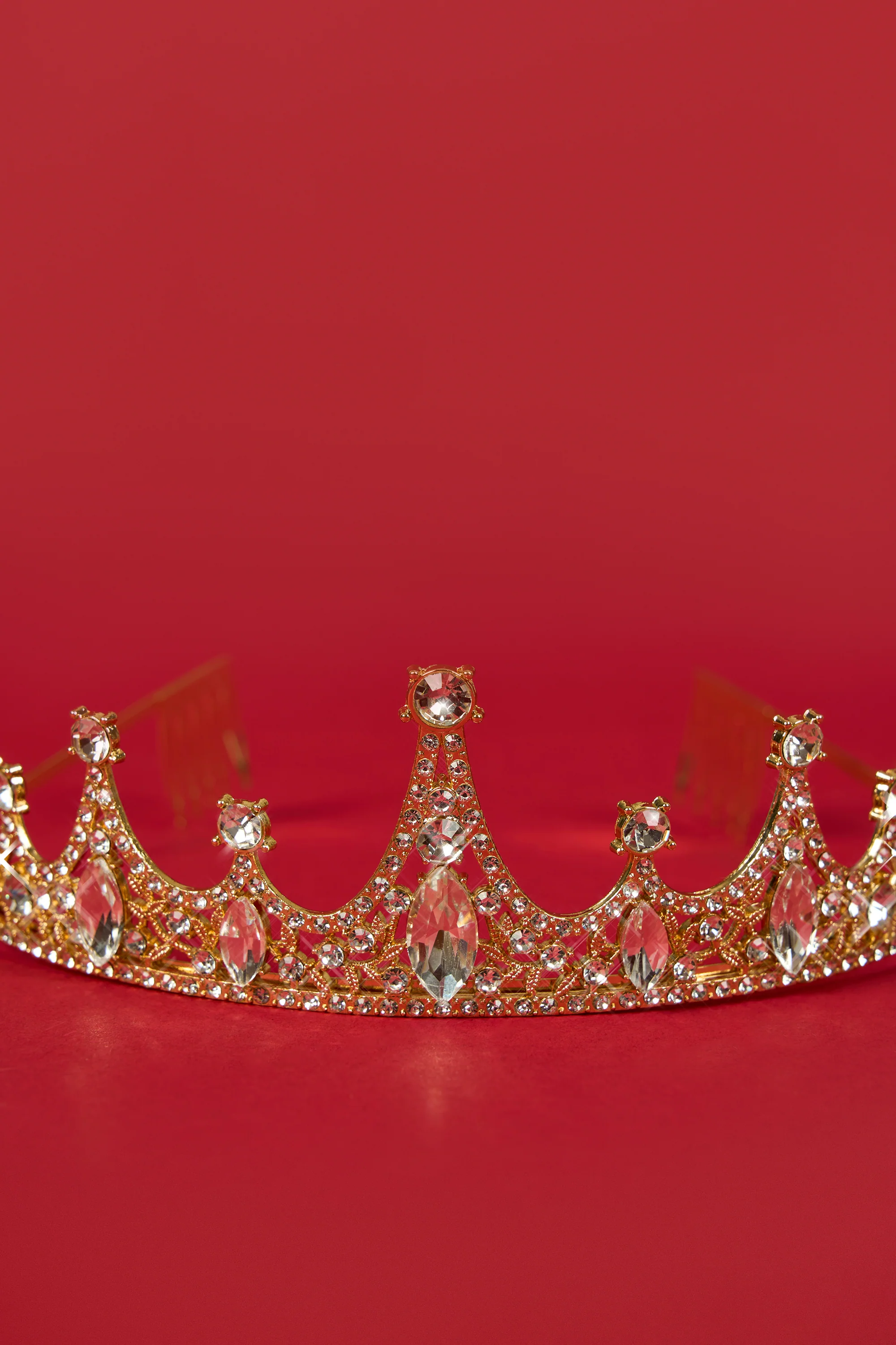 Crystal-Embellished Tiara in Gold Tone