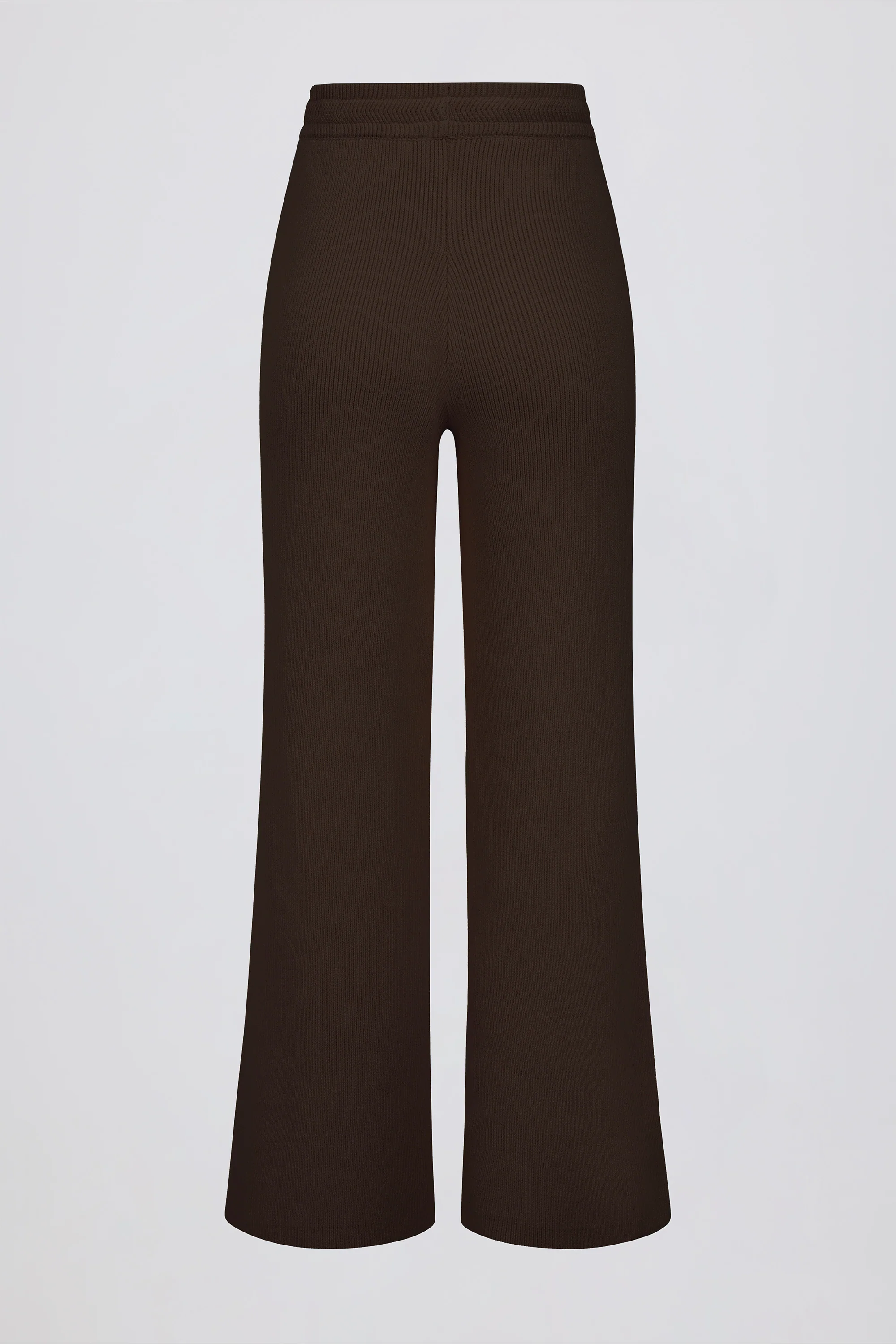 Ribbed-Knit Wide-Leg Joggers in Pecan