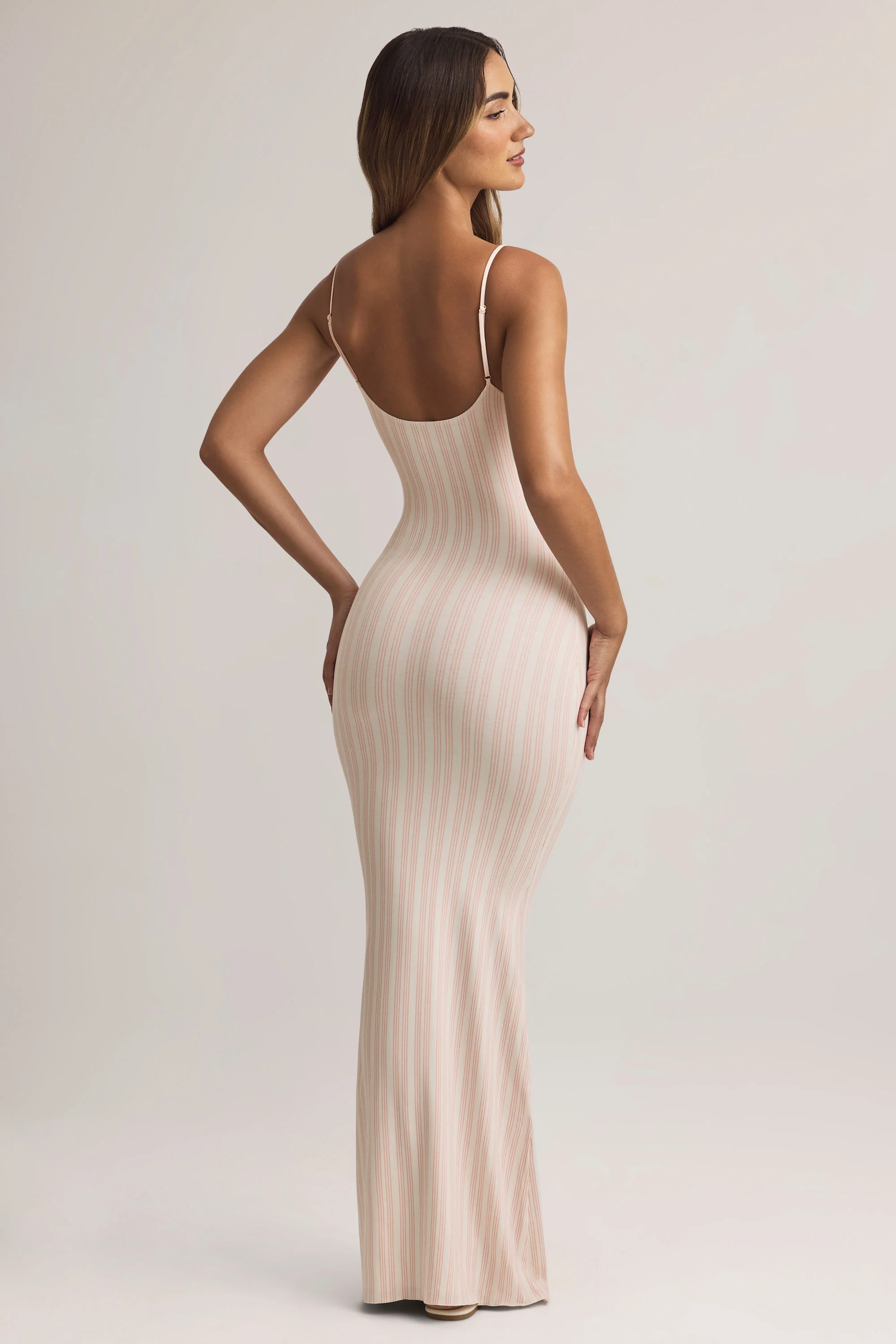 Modal Scoop-Neck Maxi Dress in Stripe Print