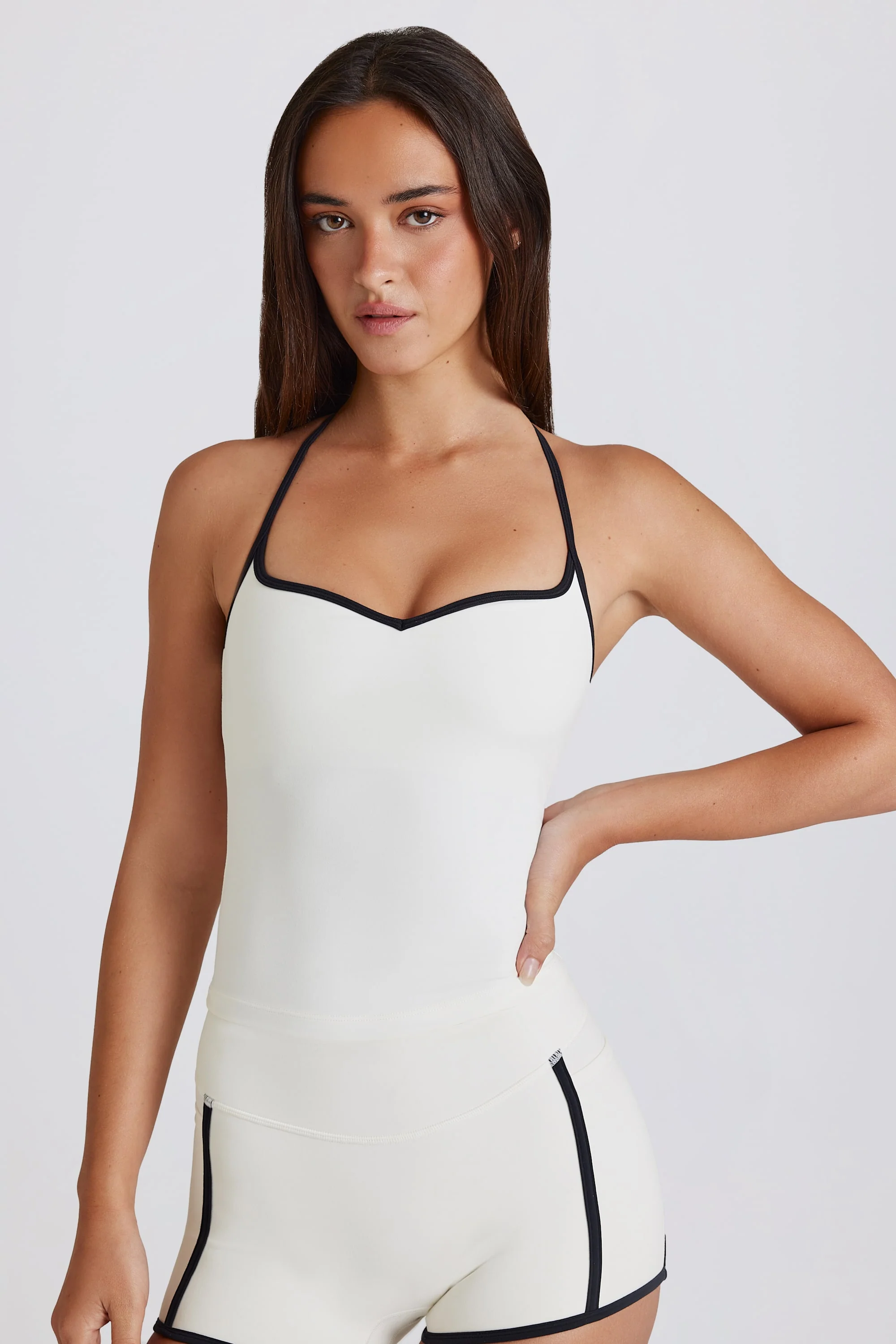 Soft Active Cross-Back Tank Top in Ivory