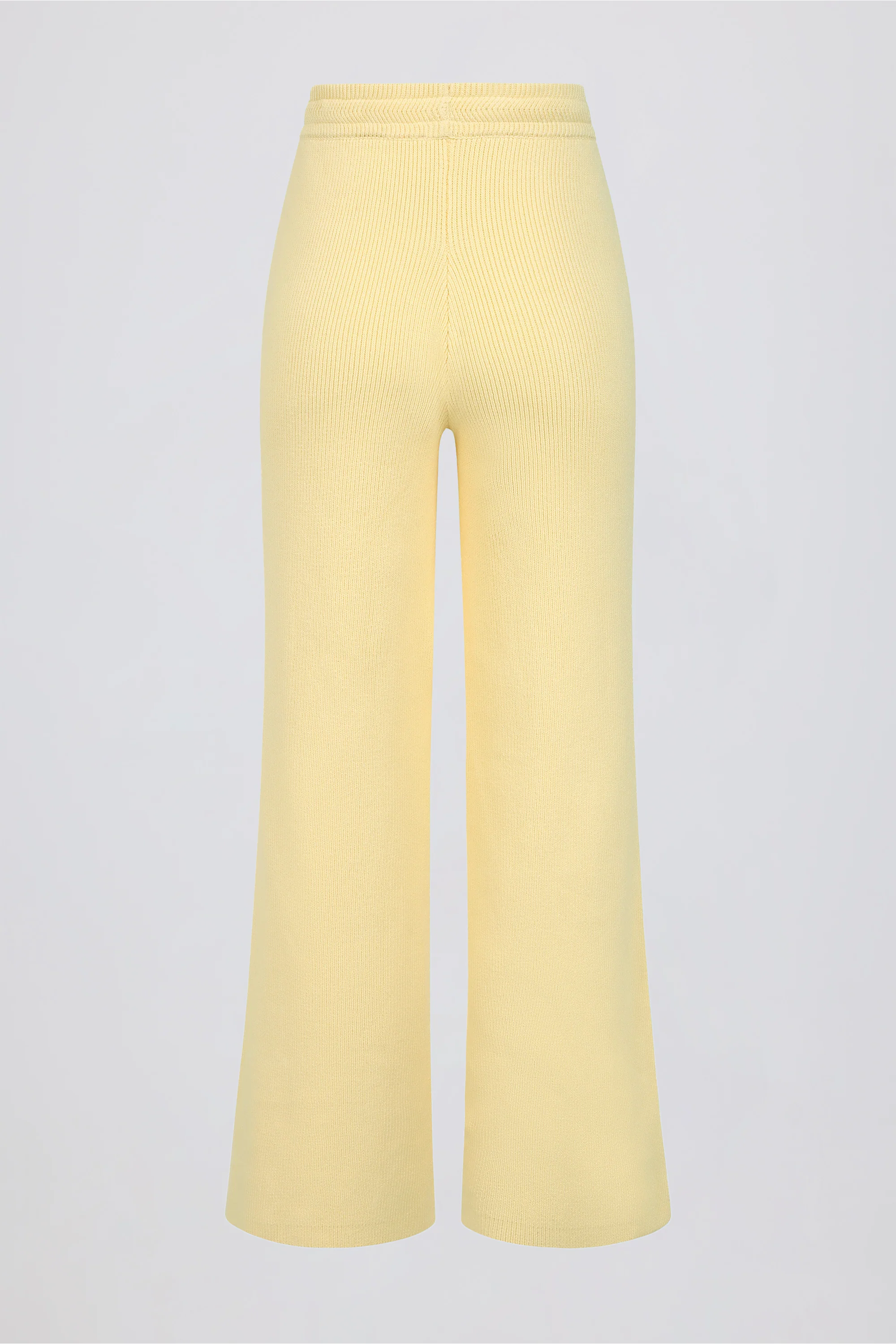 Ribbed-Knit Wide-Leg Joggers in Lemon