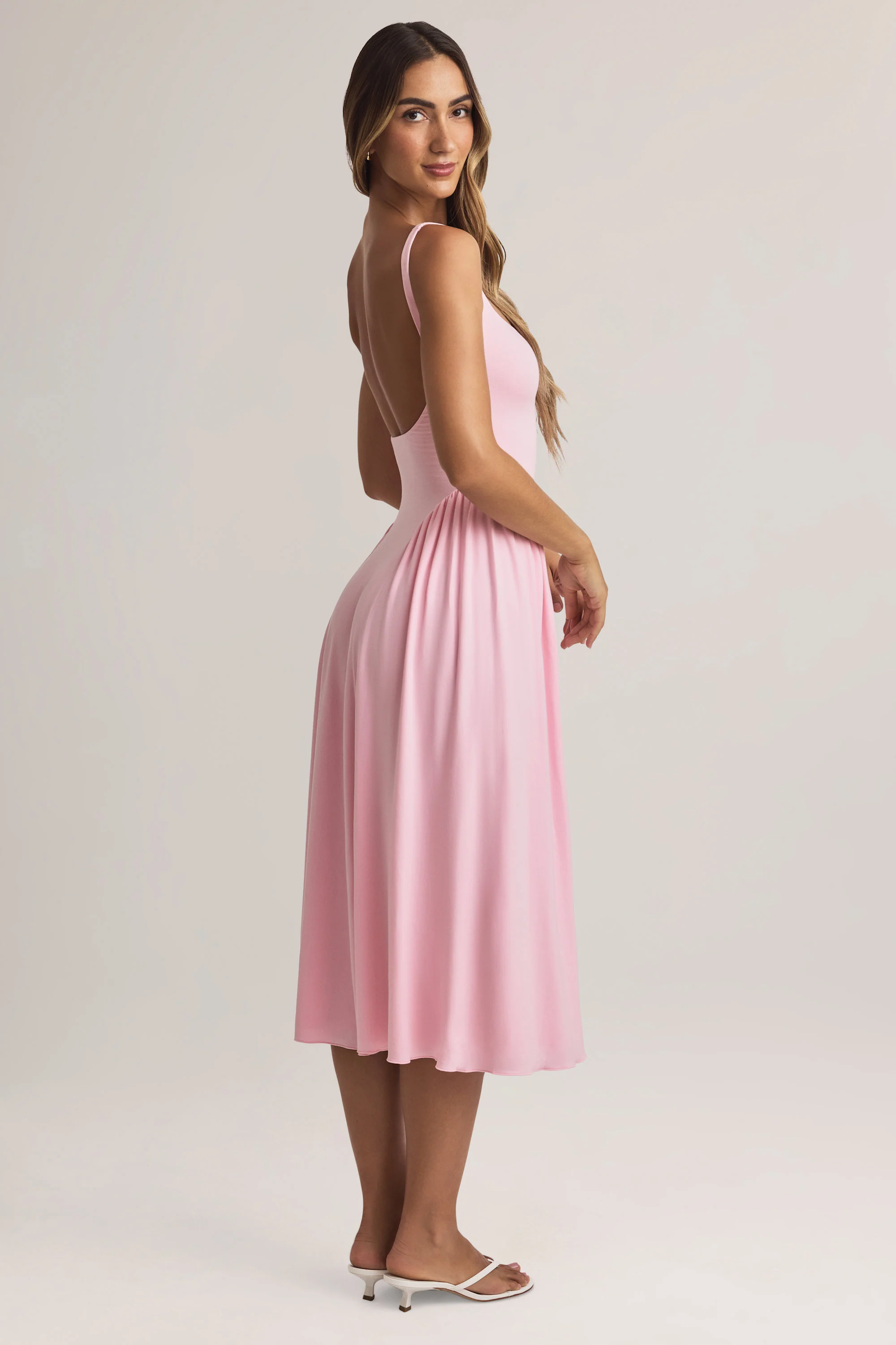 Modal A-Line Midaxi Dress in Pastel Pink
