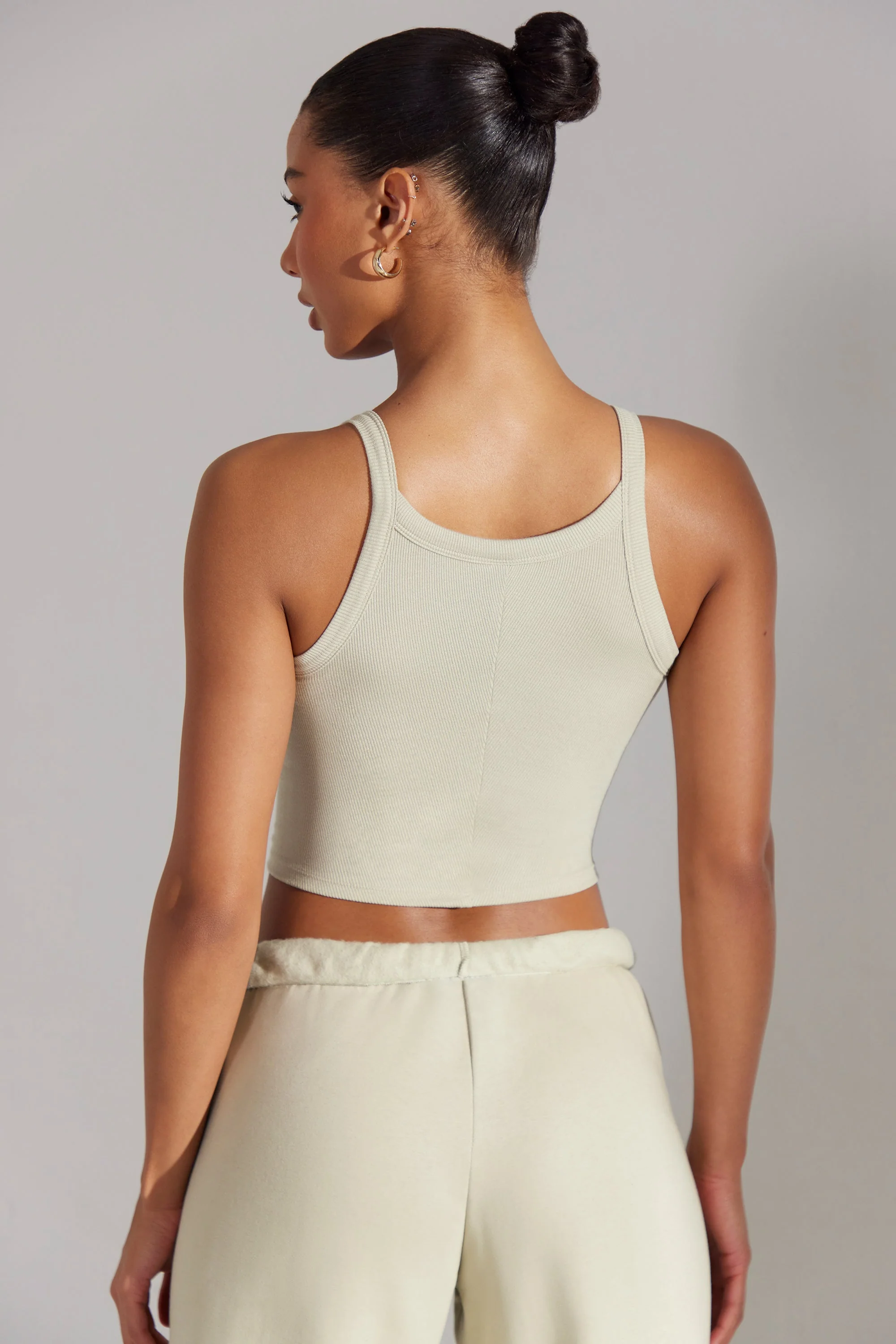 Soft Rib Tank Top in Limestone