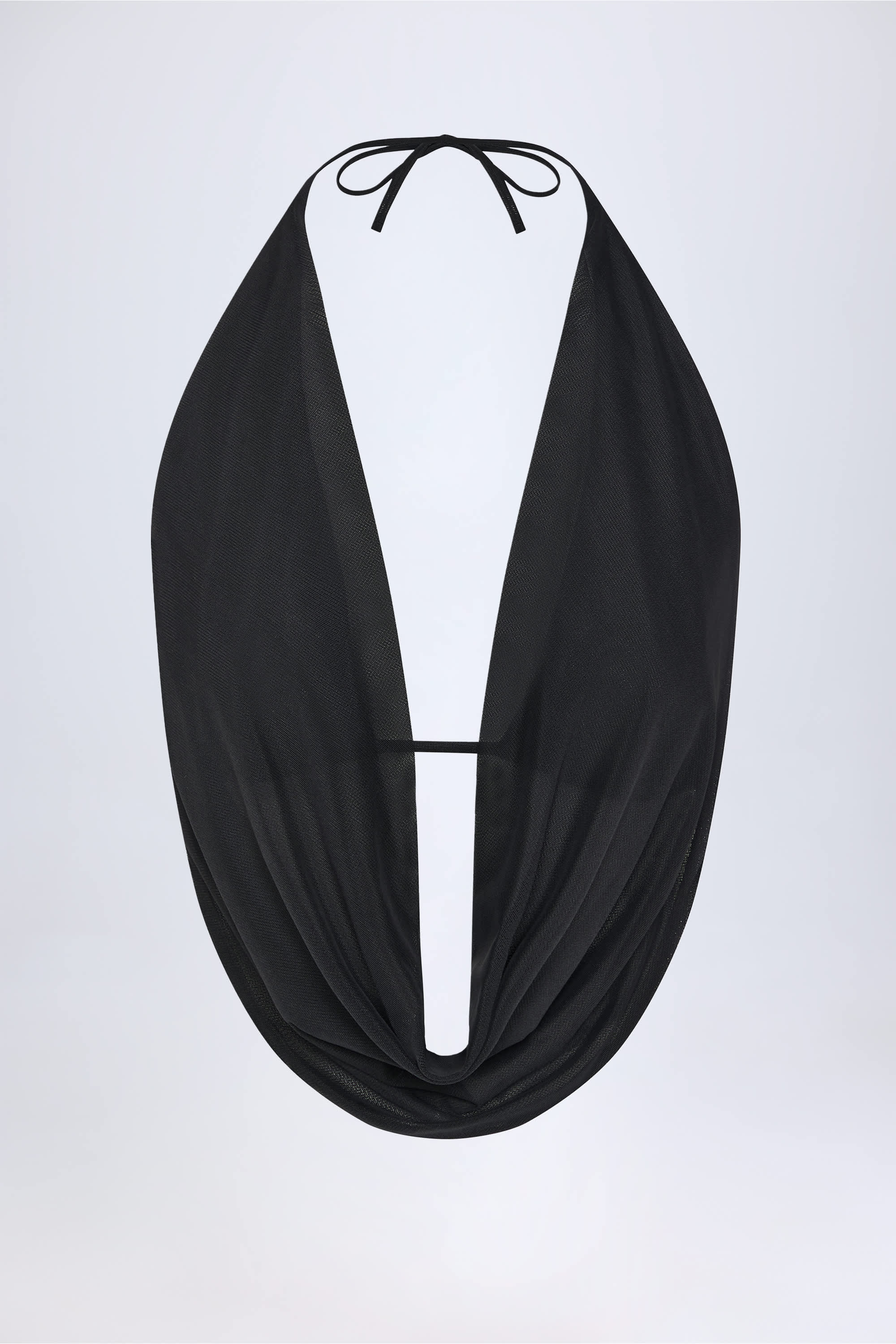 Cowl-Neck Backless Crop Top in Black