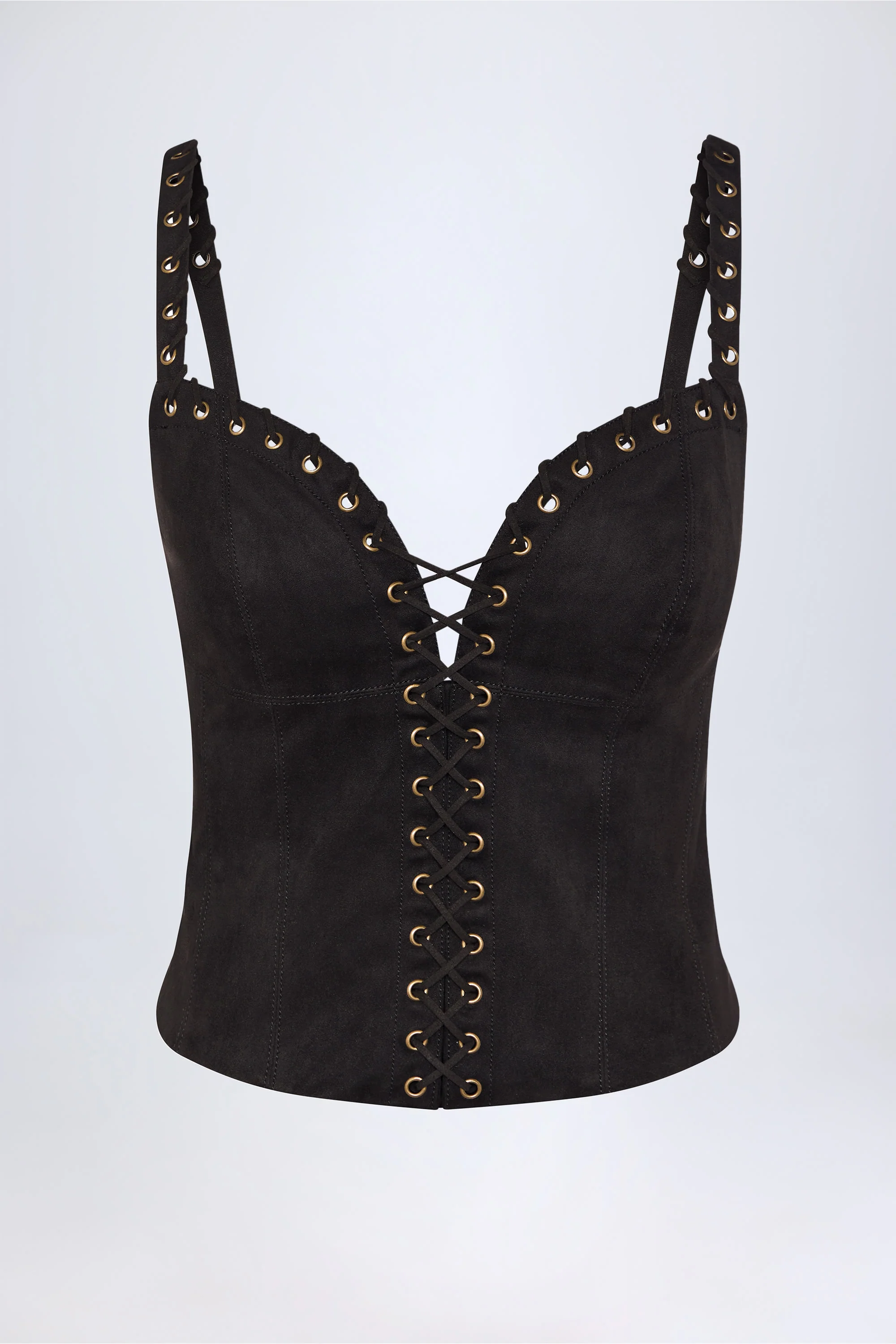 Lace-Up Top in Black