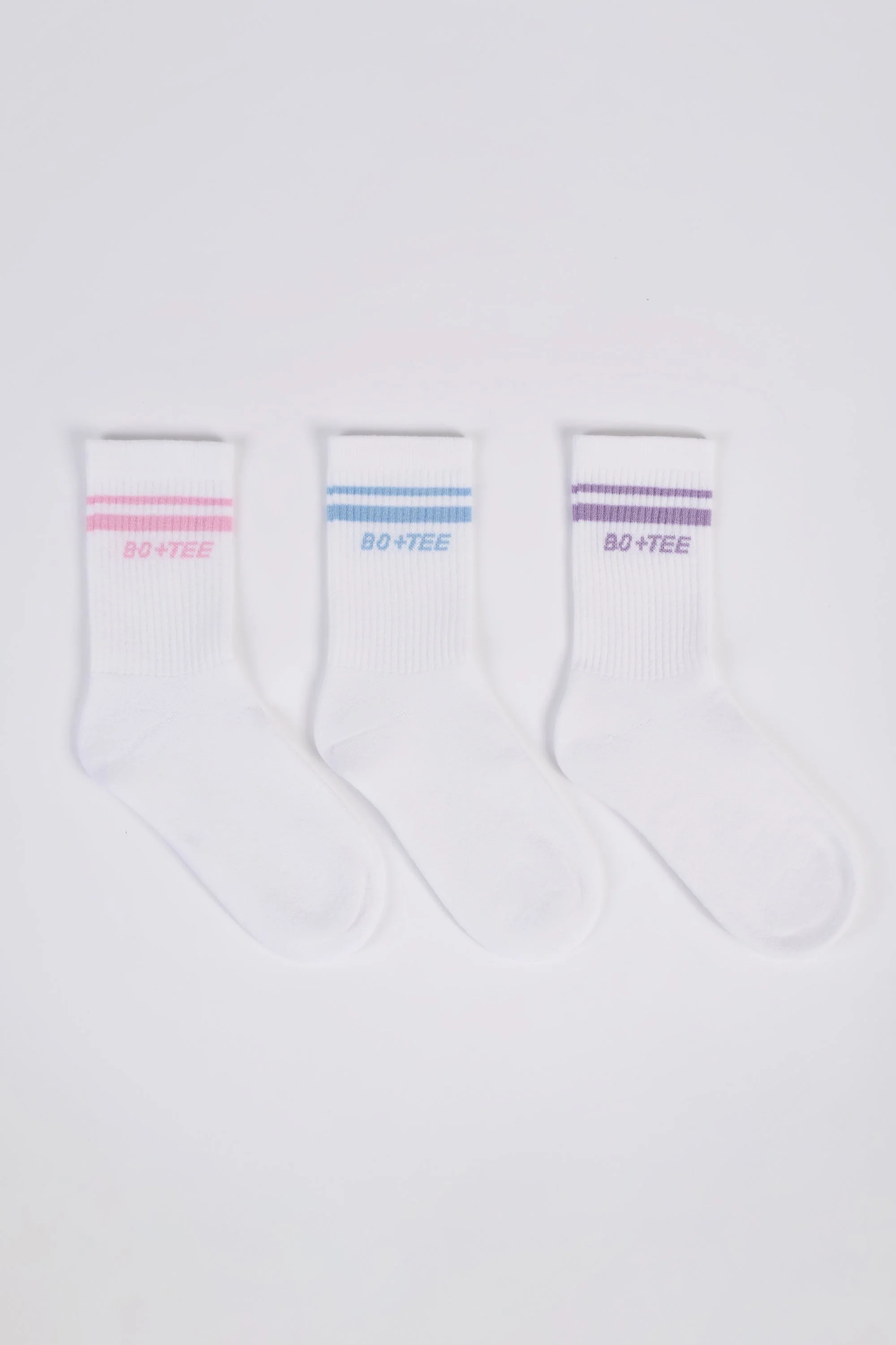 Ribbed Crew Sock Bundle in White