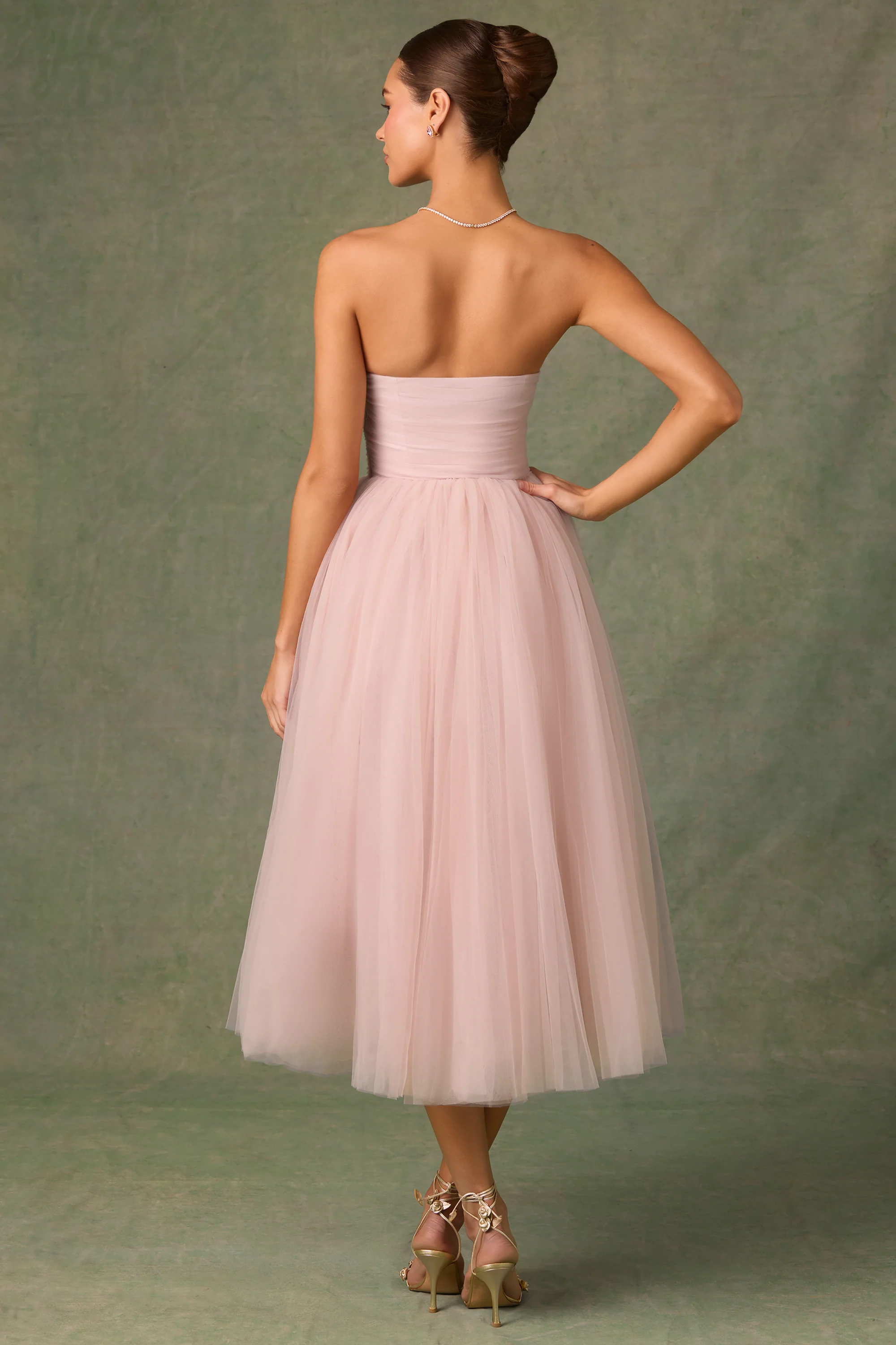 Tulle Corset Midaxi Dress in Dusty Rose