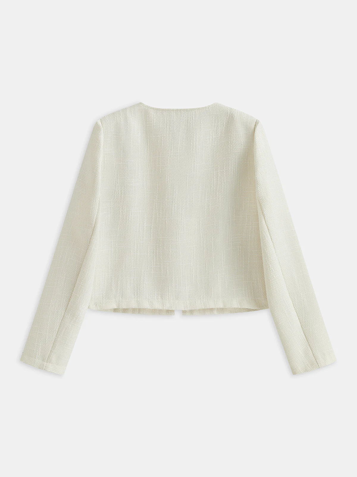 Tweed Contrast Trim Round Neck Blazer
