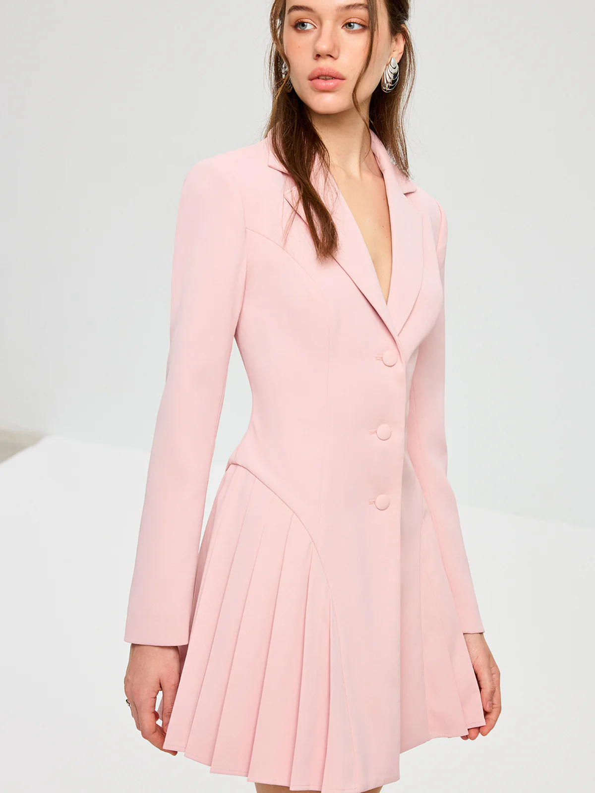 Pleated Fitted Blazer Dress