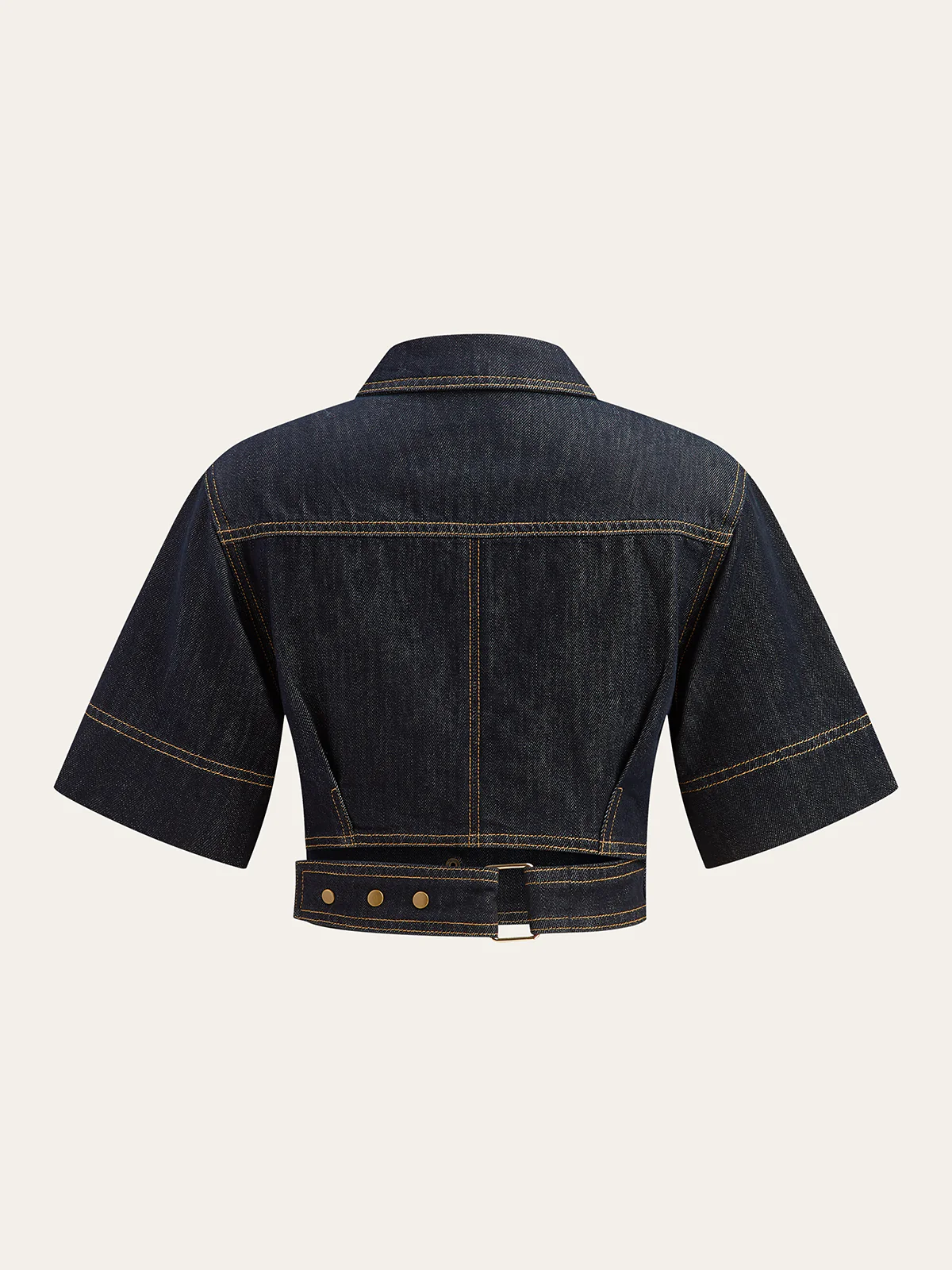 Short Sleeve Cropped Denim Top