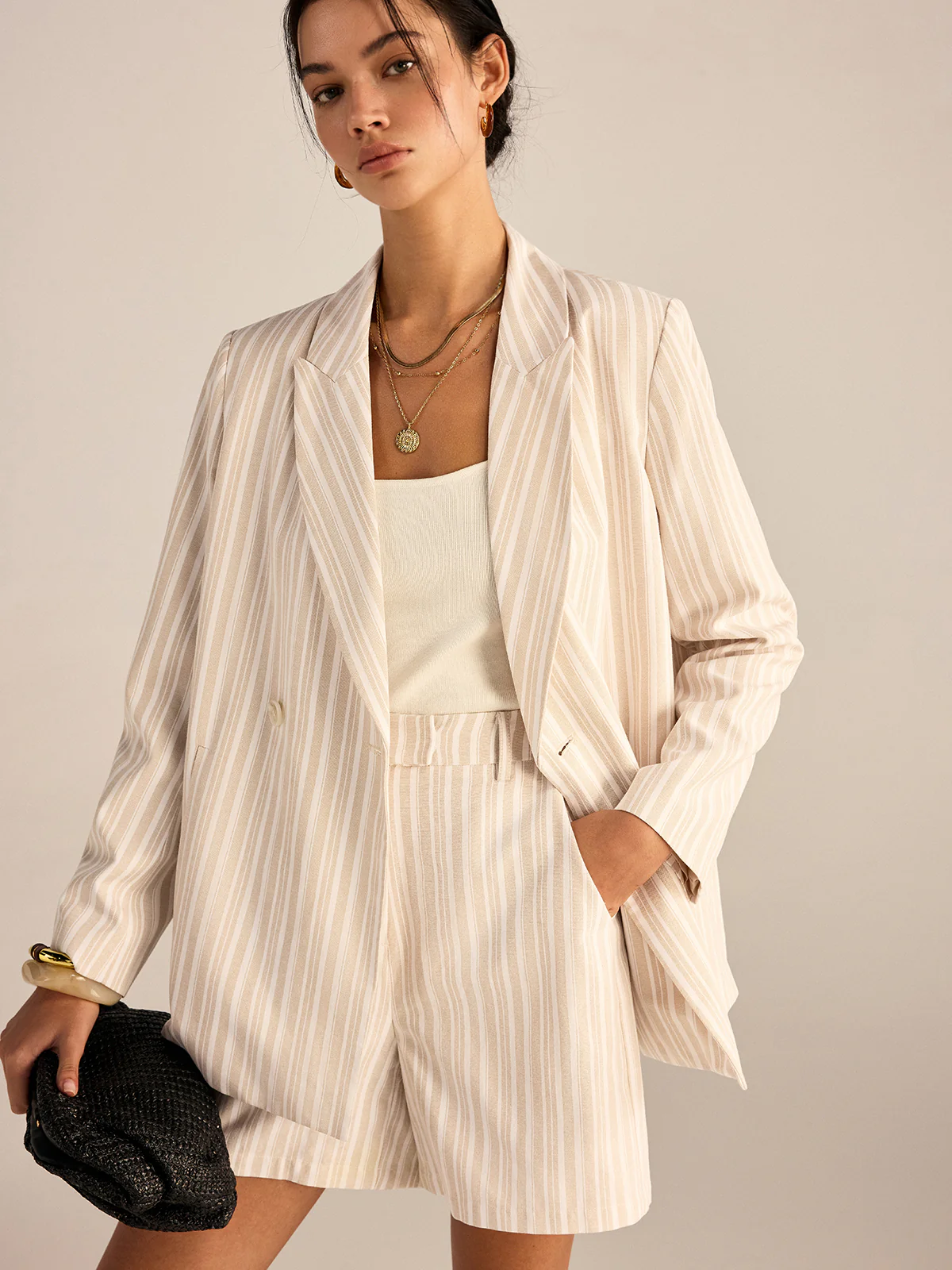 Striped Double-Breasted Blazer