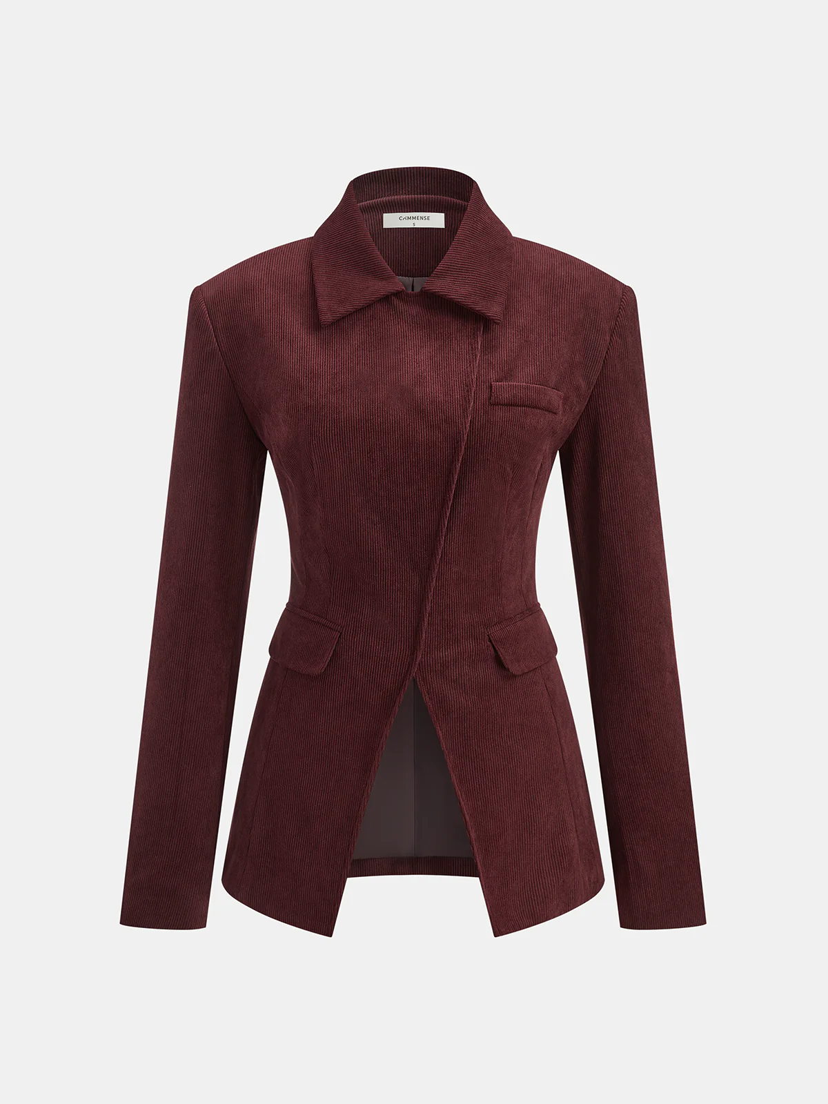 Collared Asymmetric Corduroy Blazer