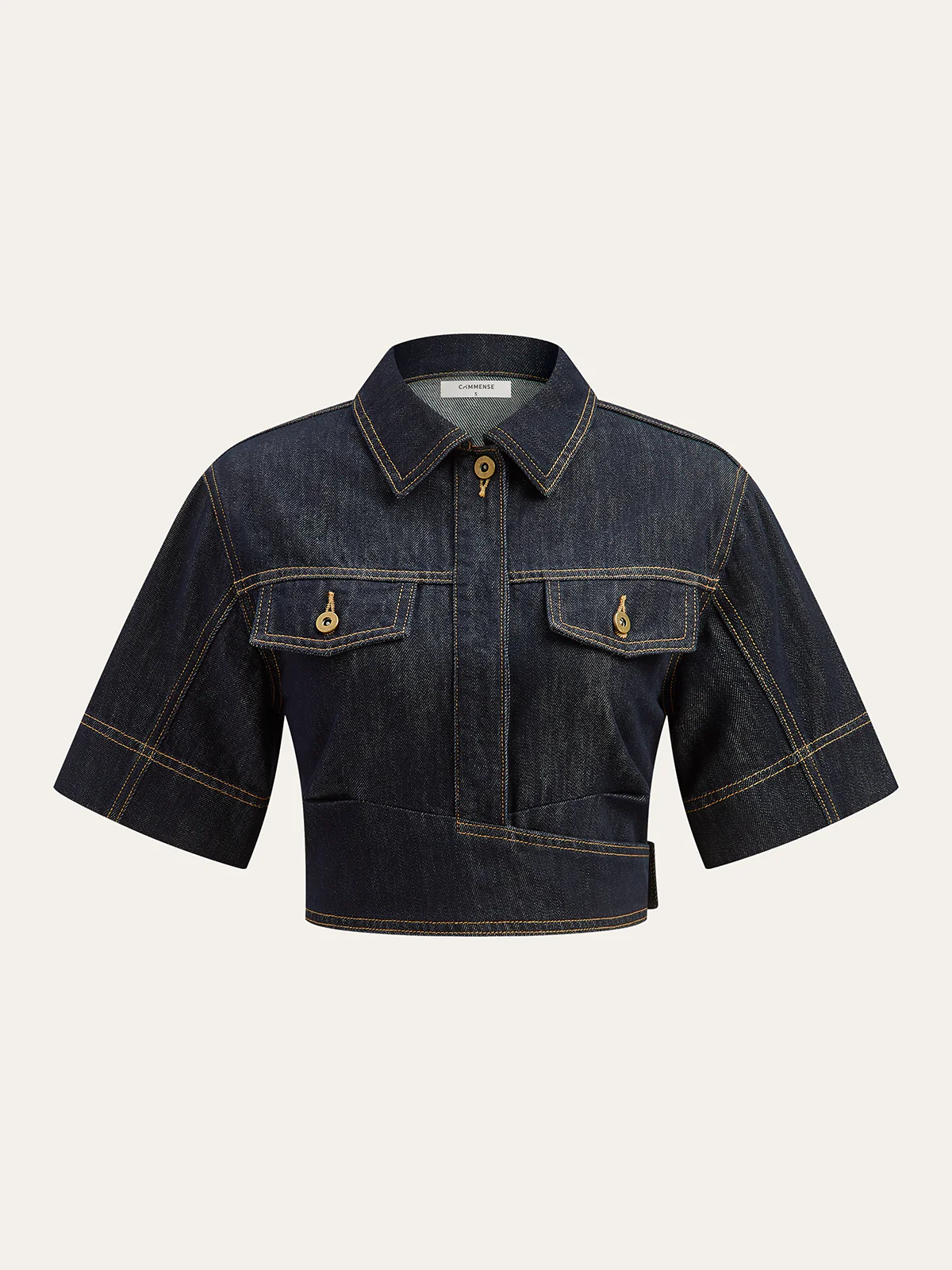 Short Sleeve Cropped Denim Top