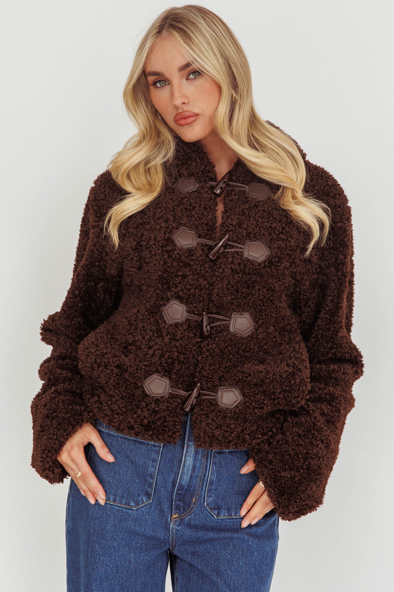 Elaris Hooded Toggle Jacket Brown