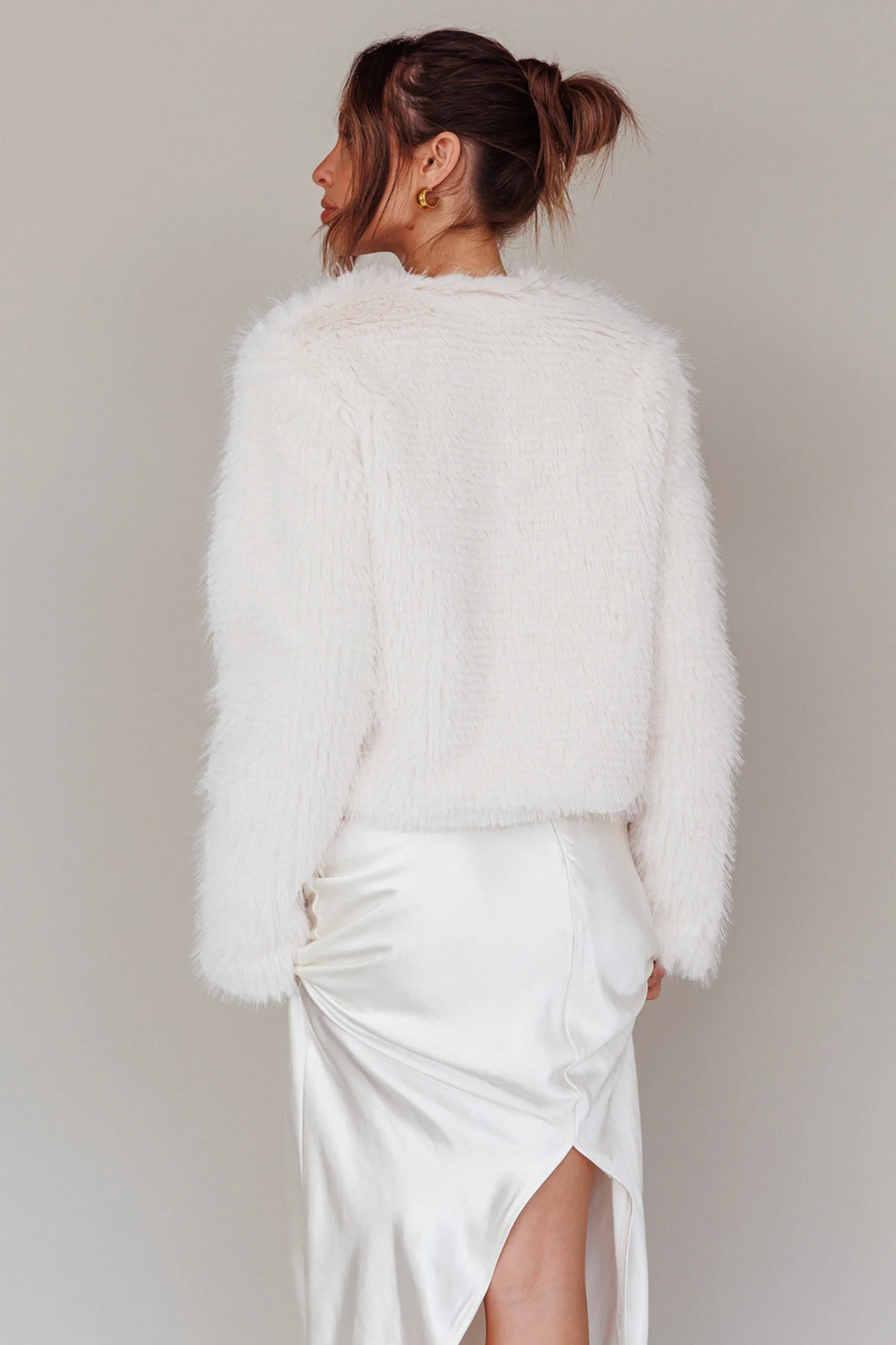 London Day Faux Fur Jacket Cream