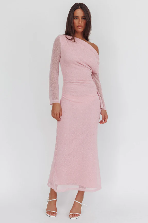 Alivya Asymmetric Neckline Knit Maxi Dress