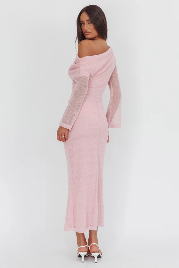 Alivya Asymmetric Neckline Knit Maxi Dress