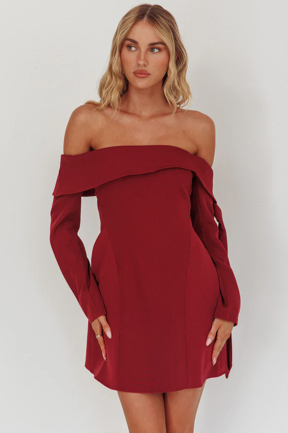 Aurora Sky Off-Shoulder Tie Mini Dress