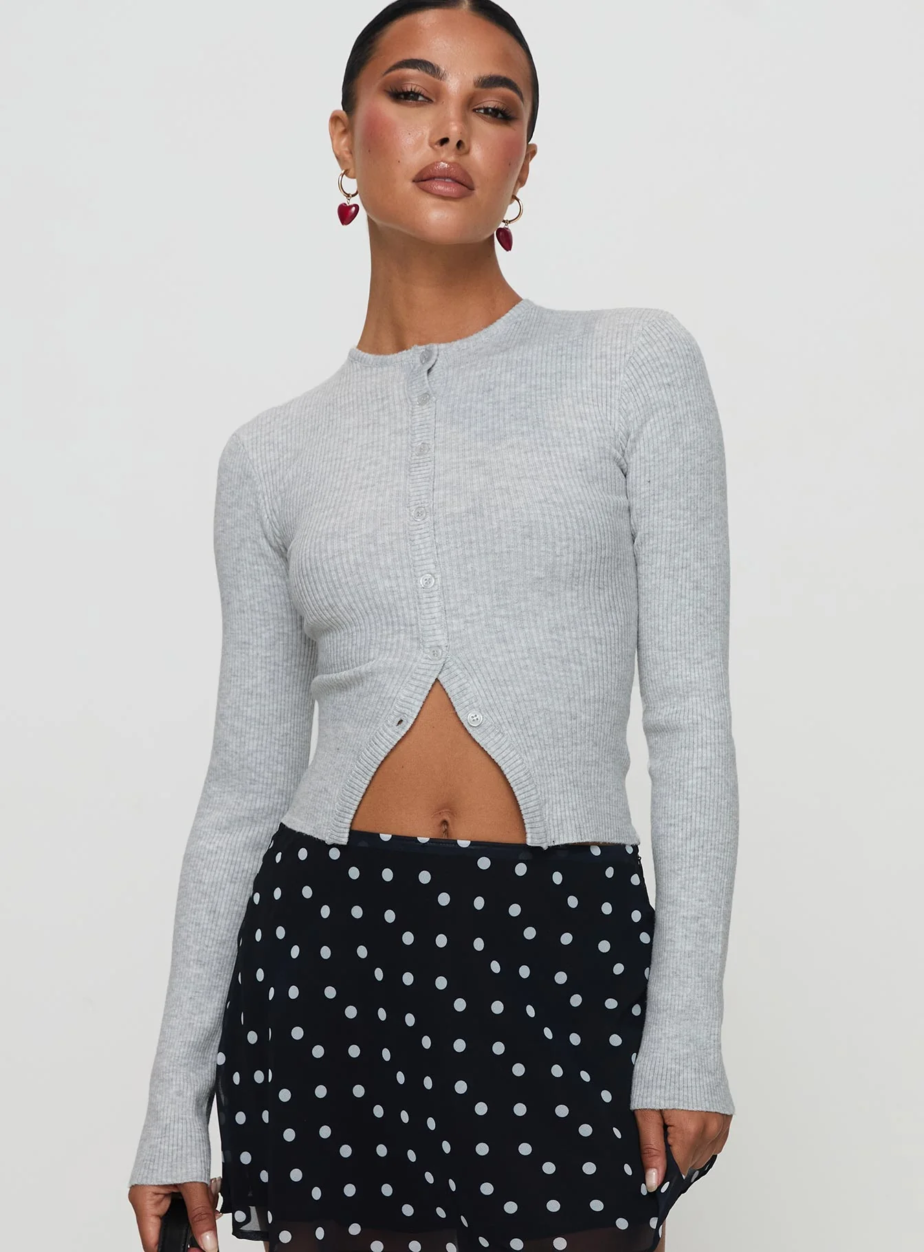 Suzu Long Sleeve Knit Top Grey