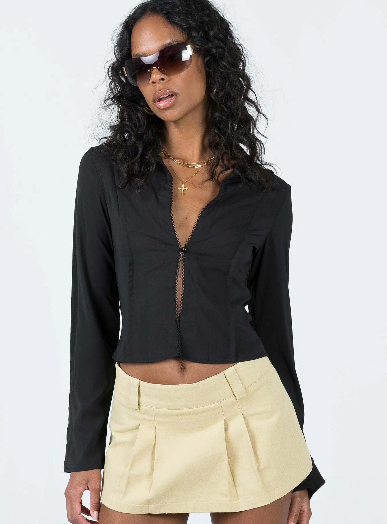 Damson Long Sleeve Top Black