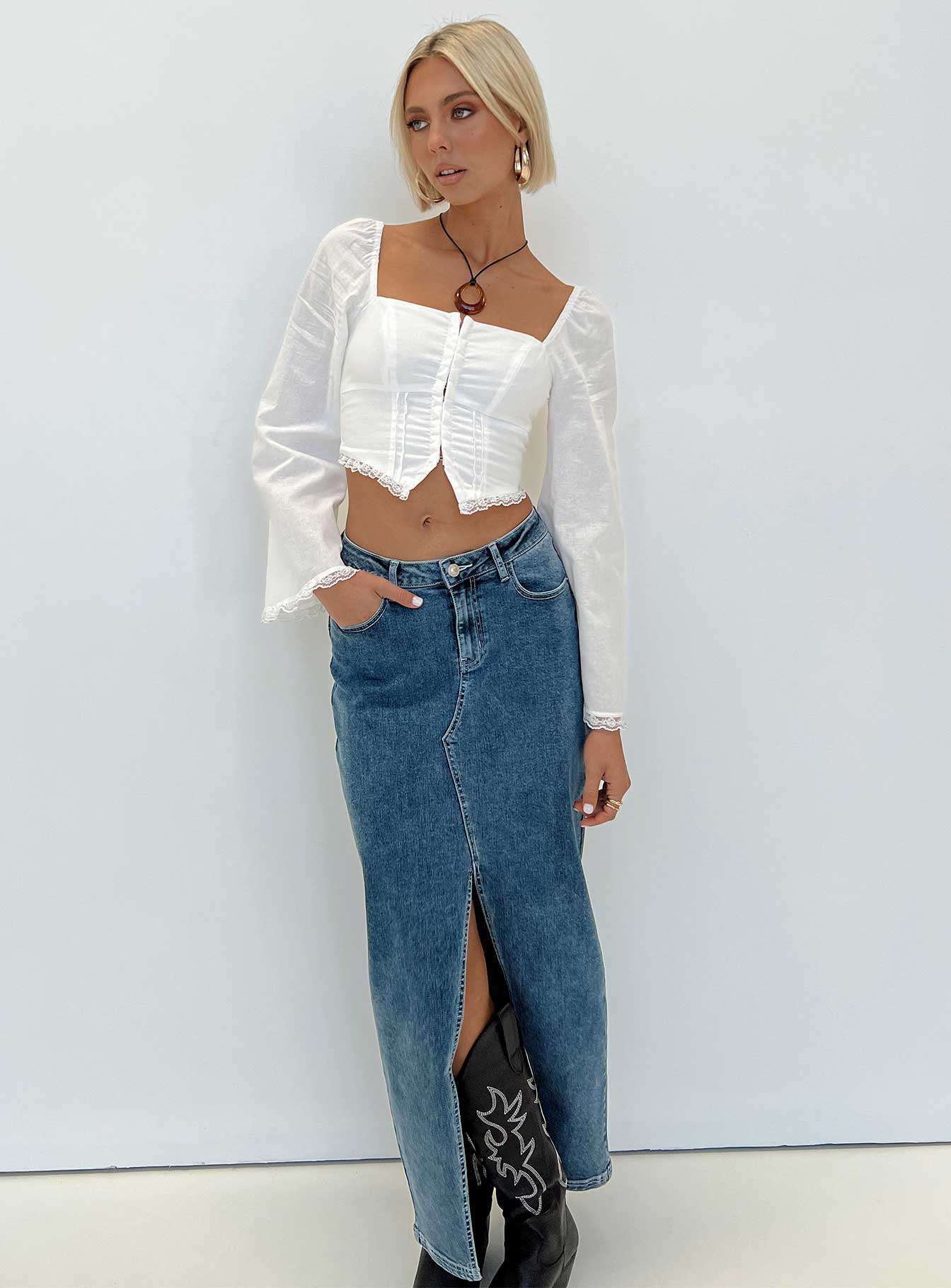 Silvanna Long Sleeve Top White