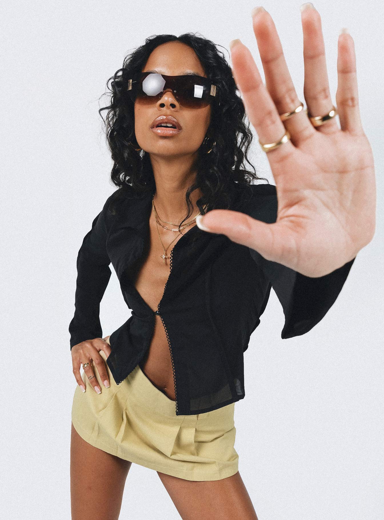 Damson Long Sleeve Top Black