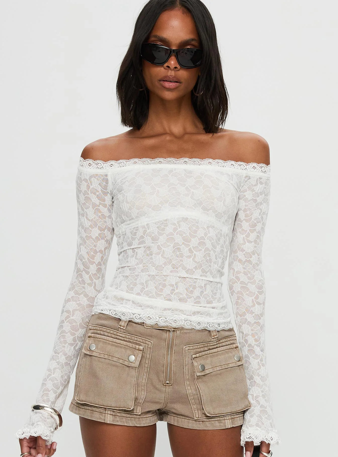 Mochapella Off The Shoulder Top White