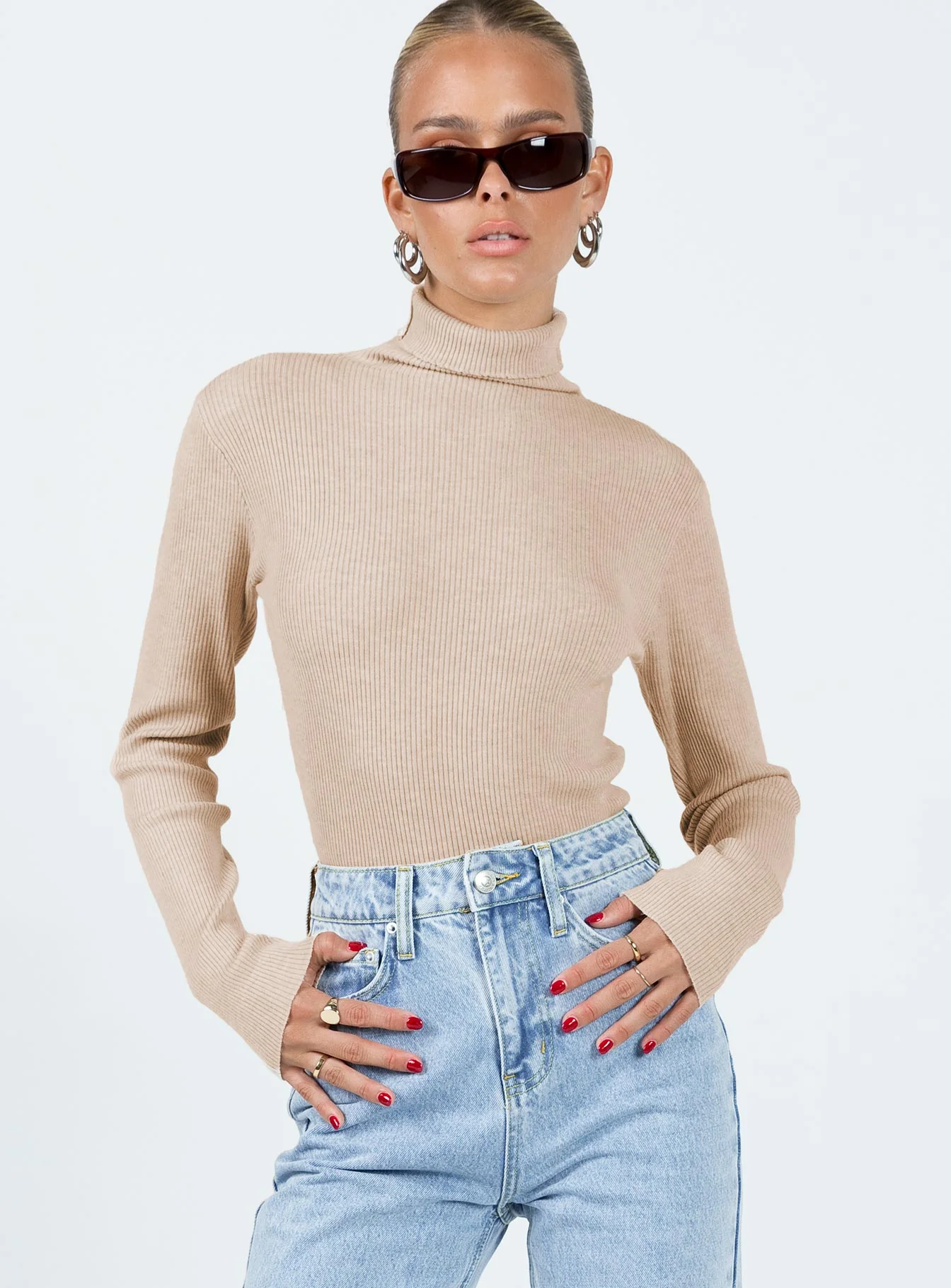 Nouri Long Sleeve Top Beige