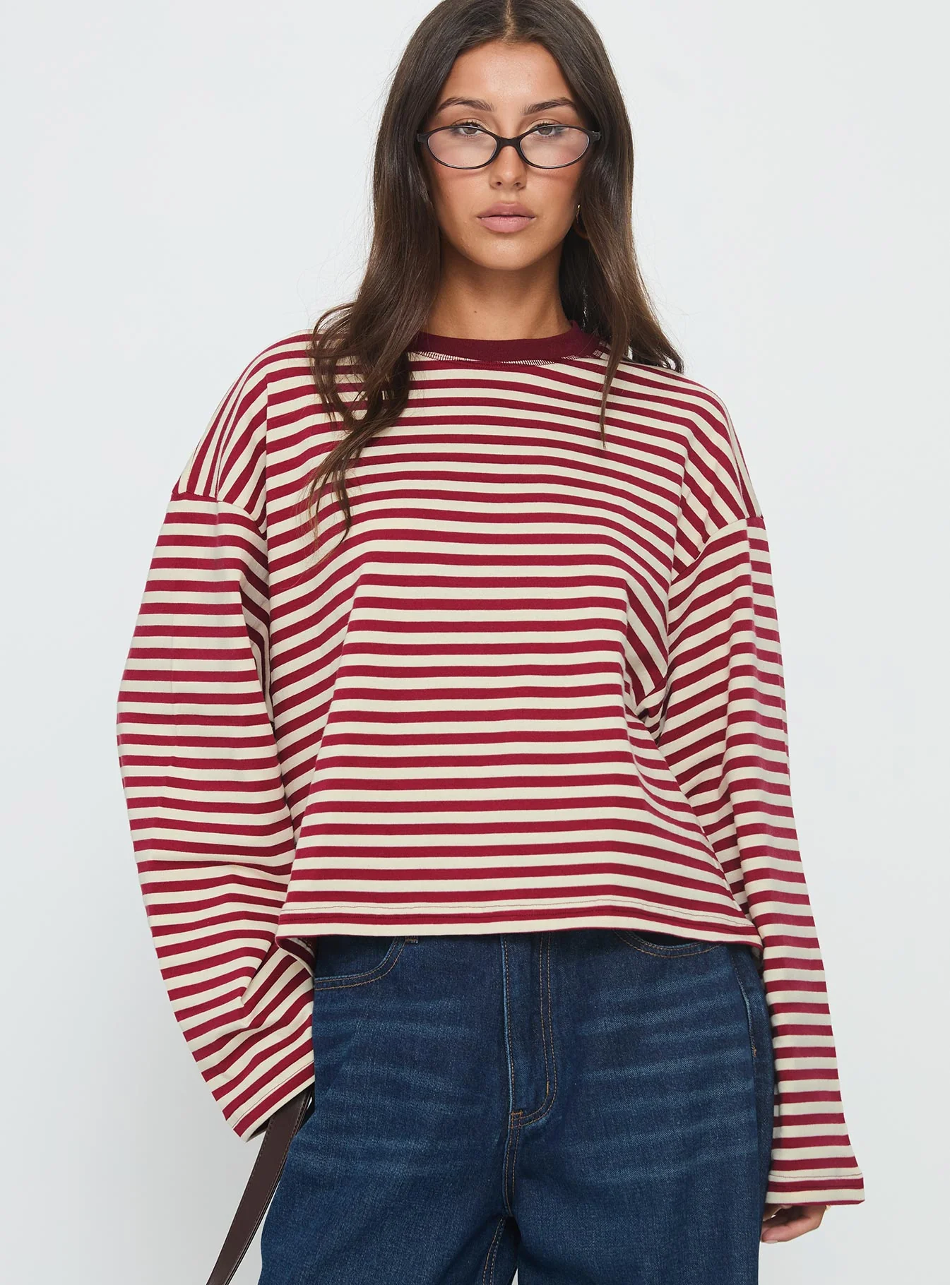 Bloom Long Sleeve Top Wine Stripe